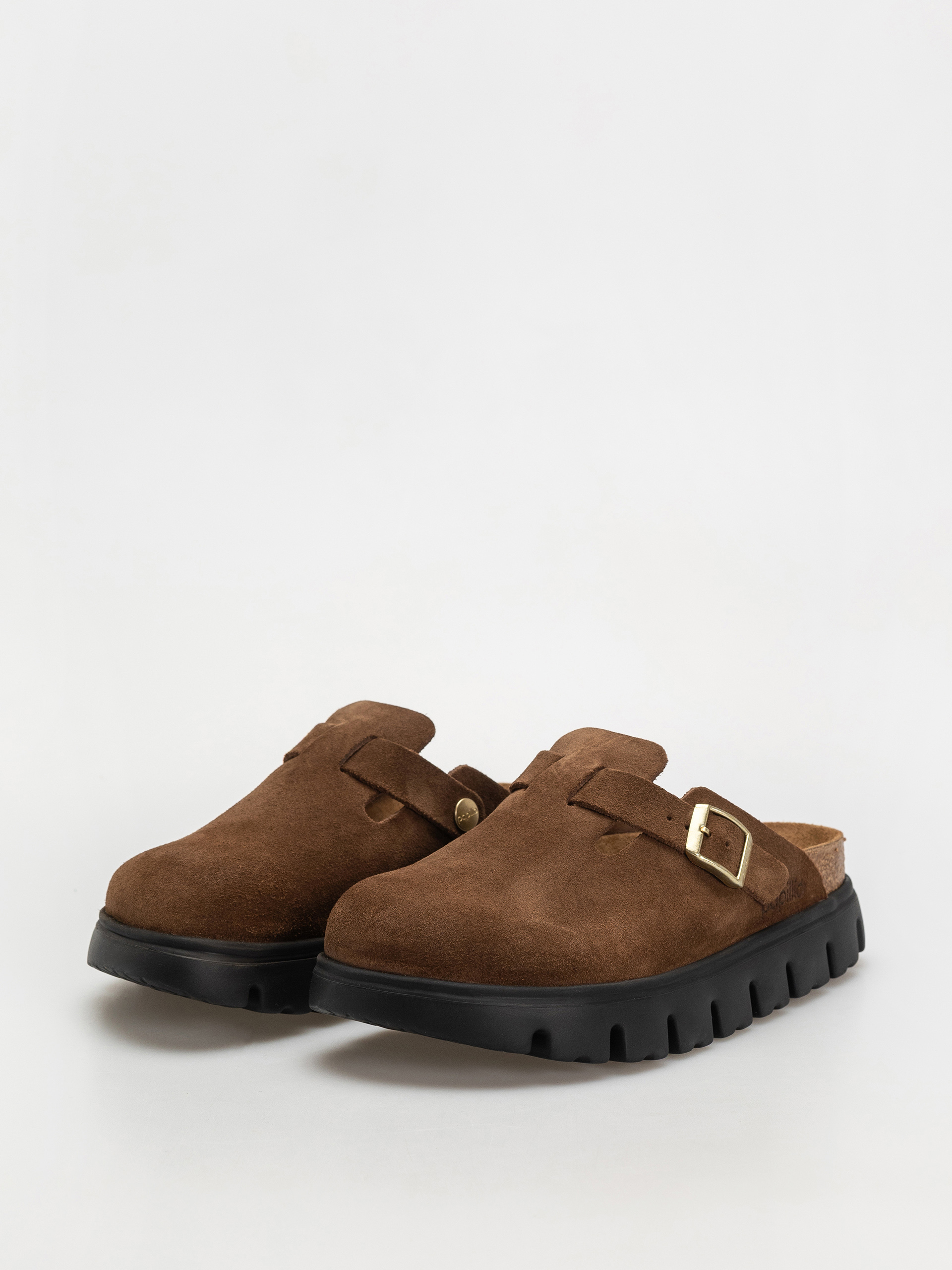 Plážovky Birkenstock Boston Chunky Suede Narrow Wmn (dark tea/black)