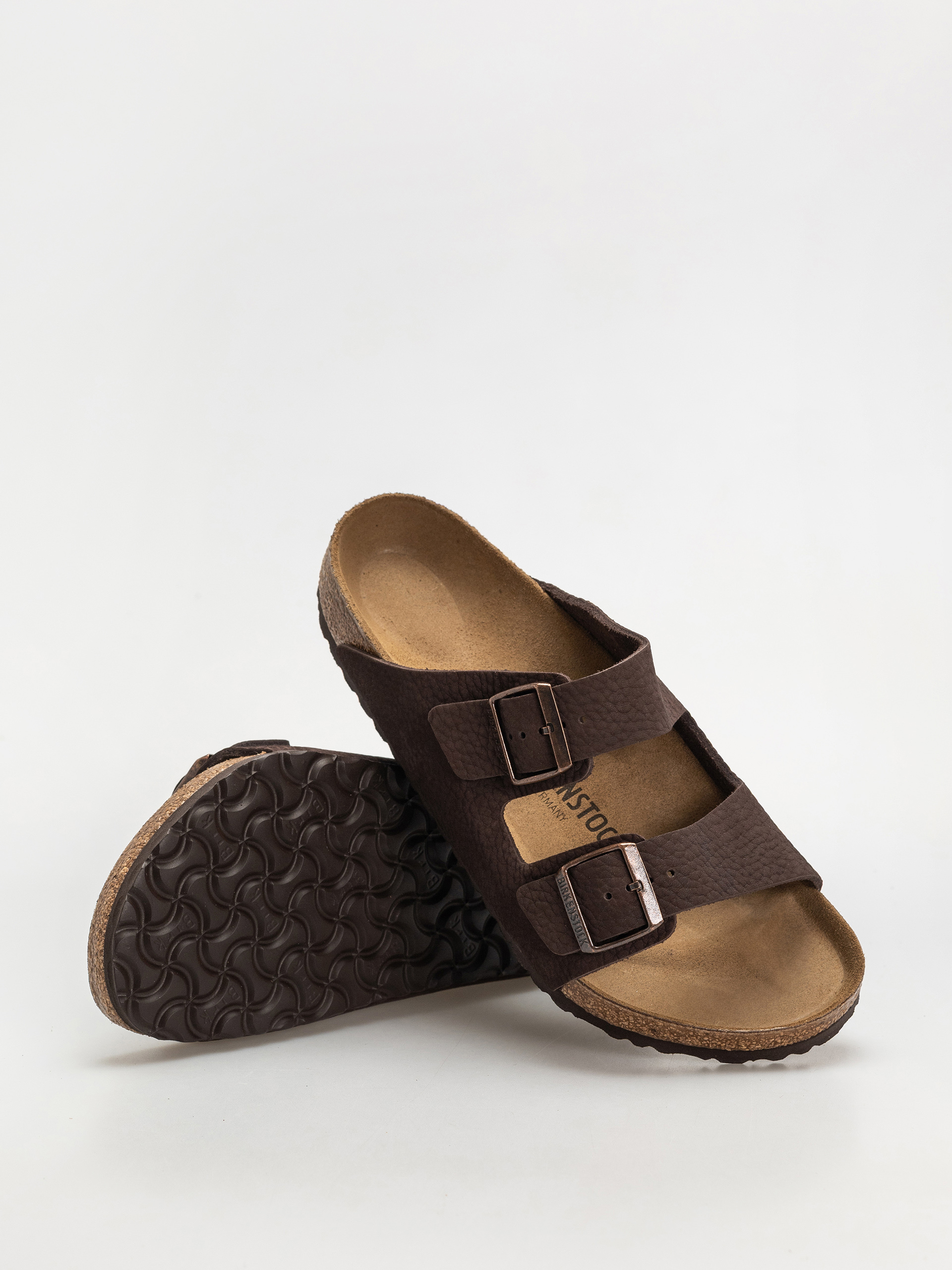Plážovky Birkenstock Arizona Nubuck Leather Regular (desert buck roast)