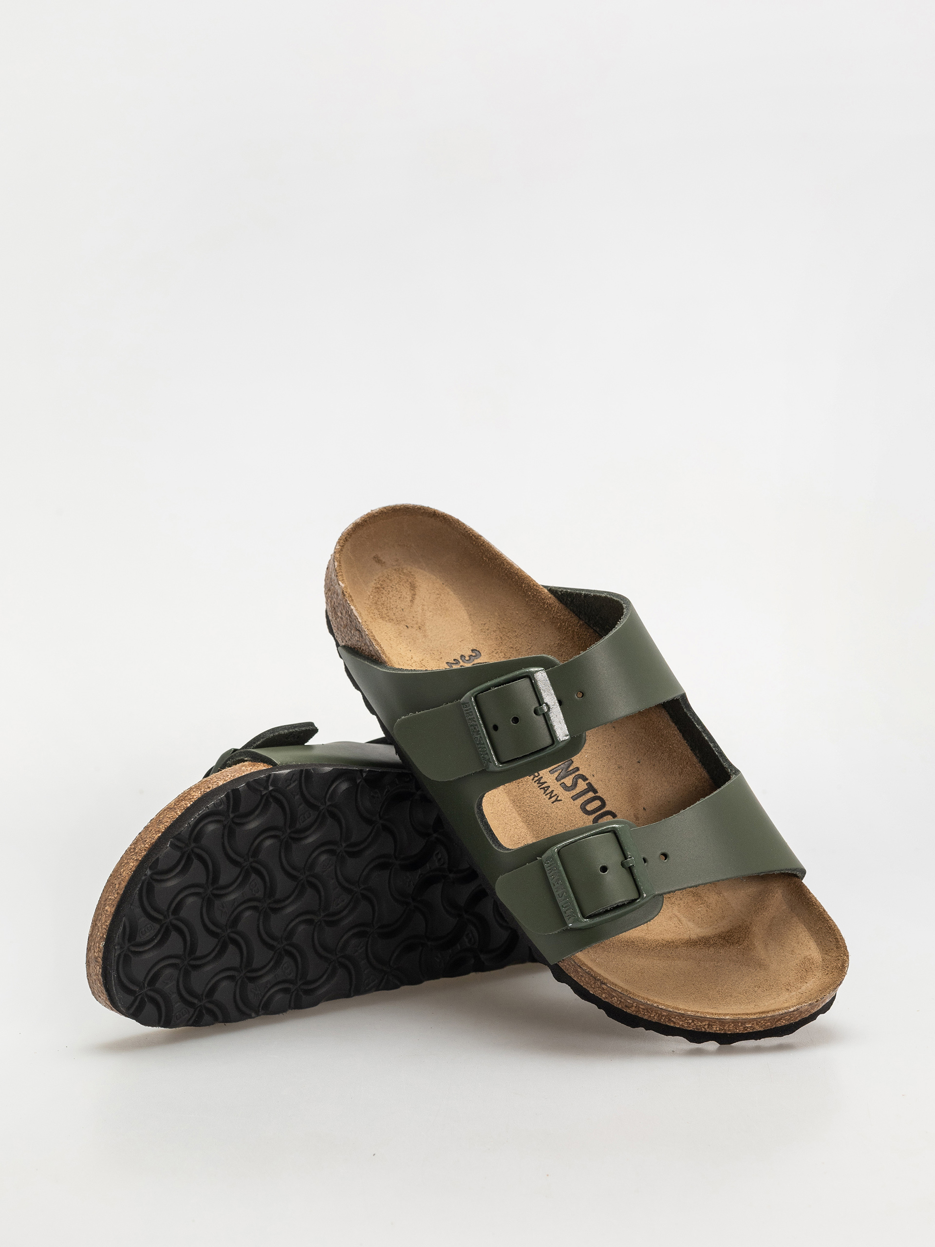 Plážovky Birkenstock Arizona Natural Leather Narrow Wmn (thyme)