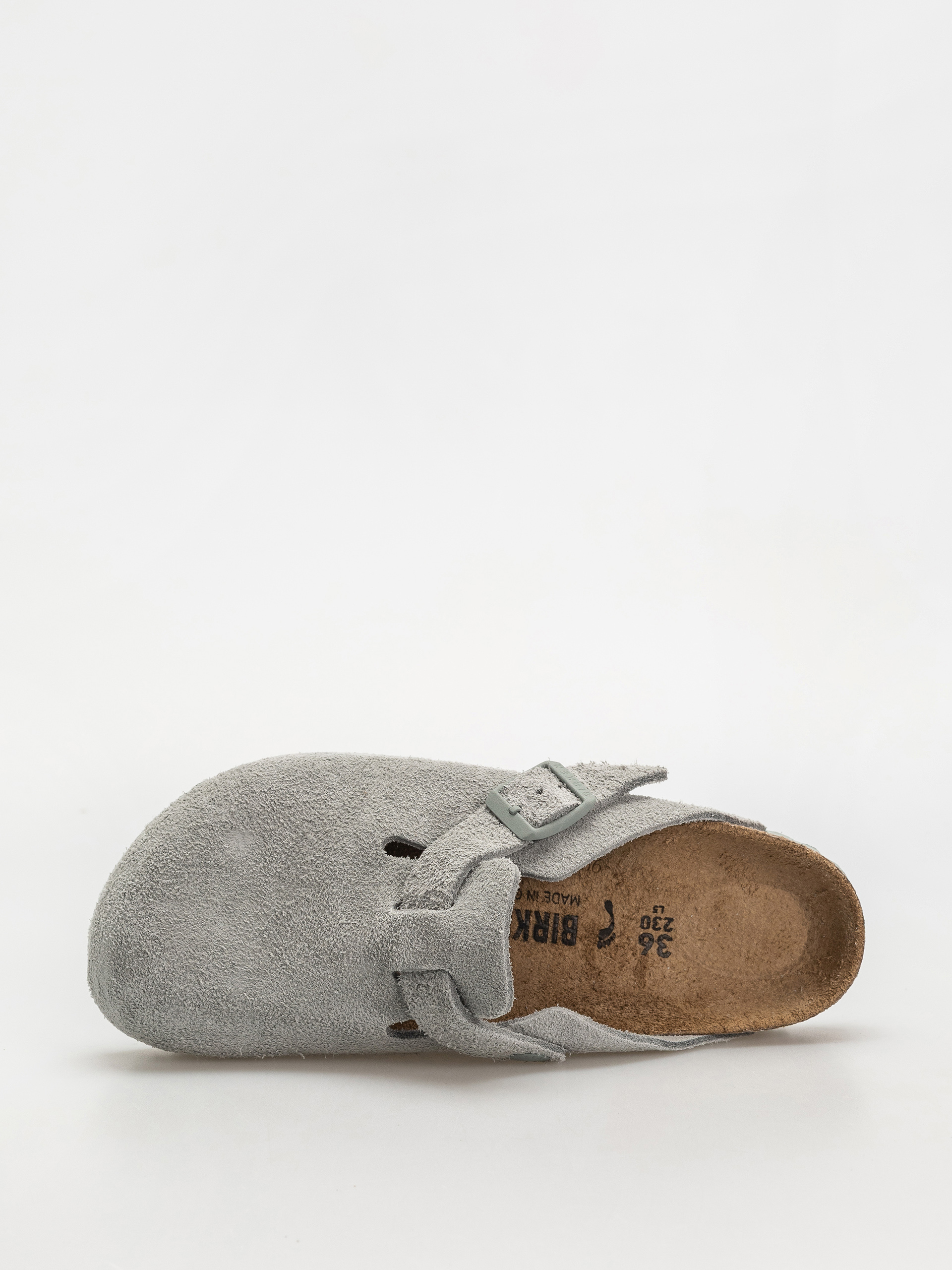 Plážovky Birkenstock Boston Suede Leather Narrow Wmn (pure sage)