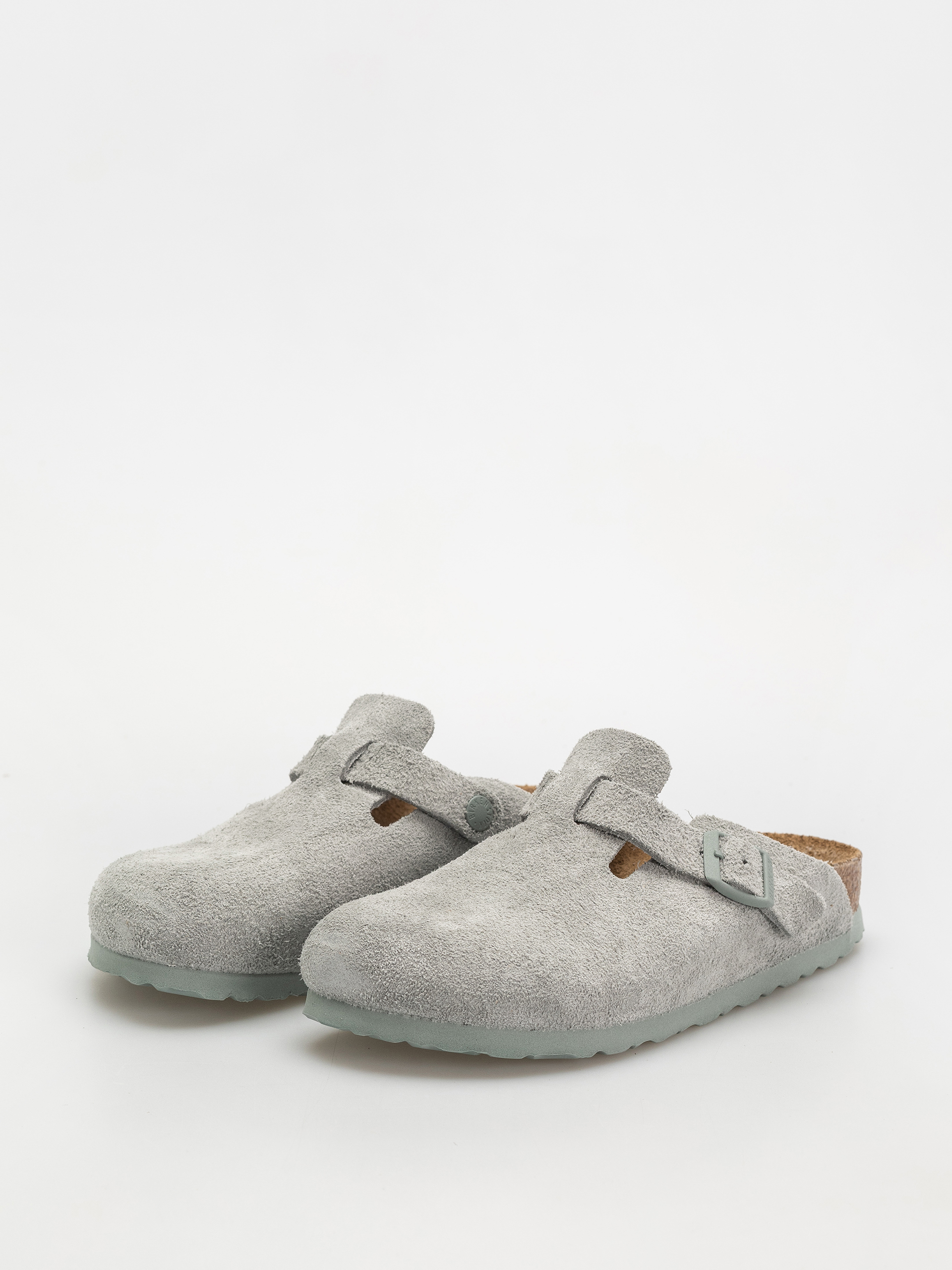 Plážovky Birkenstock Boston Suede Leather Narrow Wmn (pure sage)