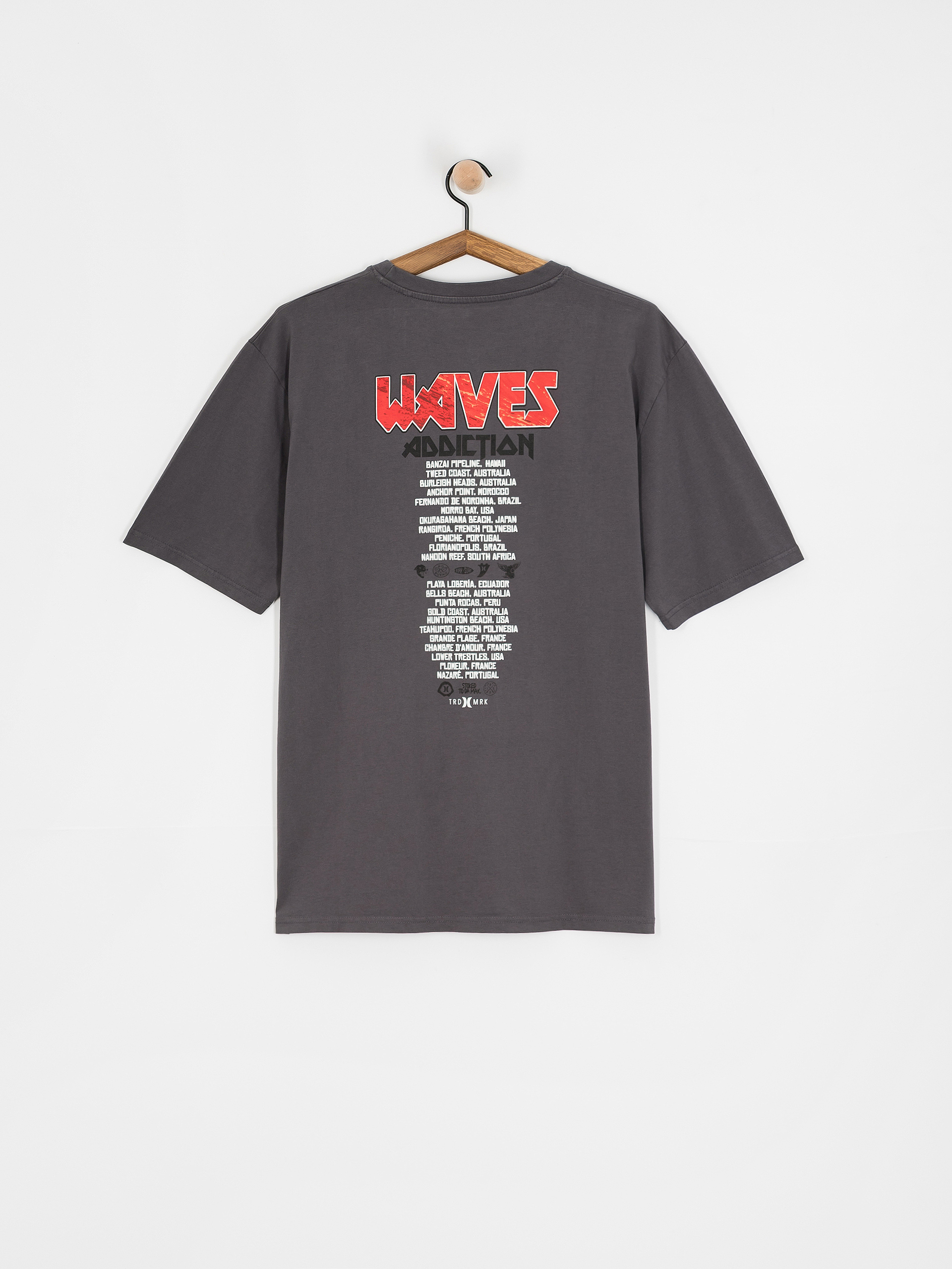 Tričko Hurley Wave Addiction (dark stone grey)