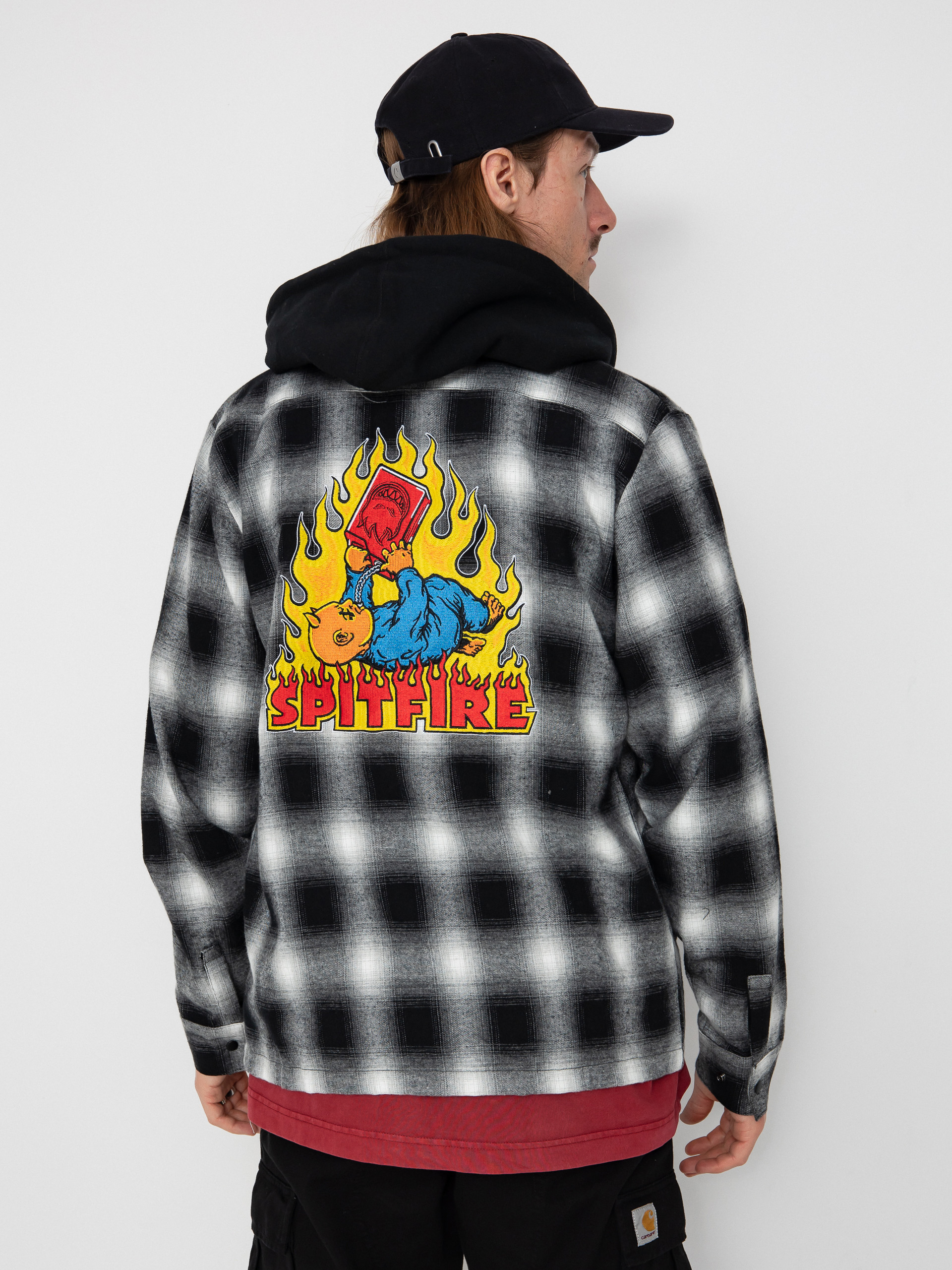Košile Spitfire Demonseed Hooded Flannel (black/white/multi color embroideries)