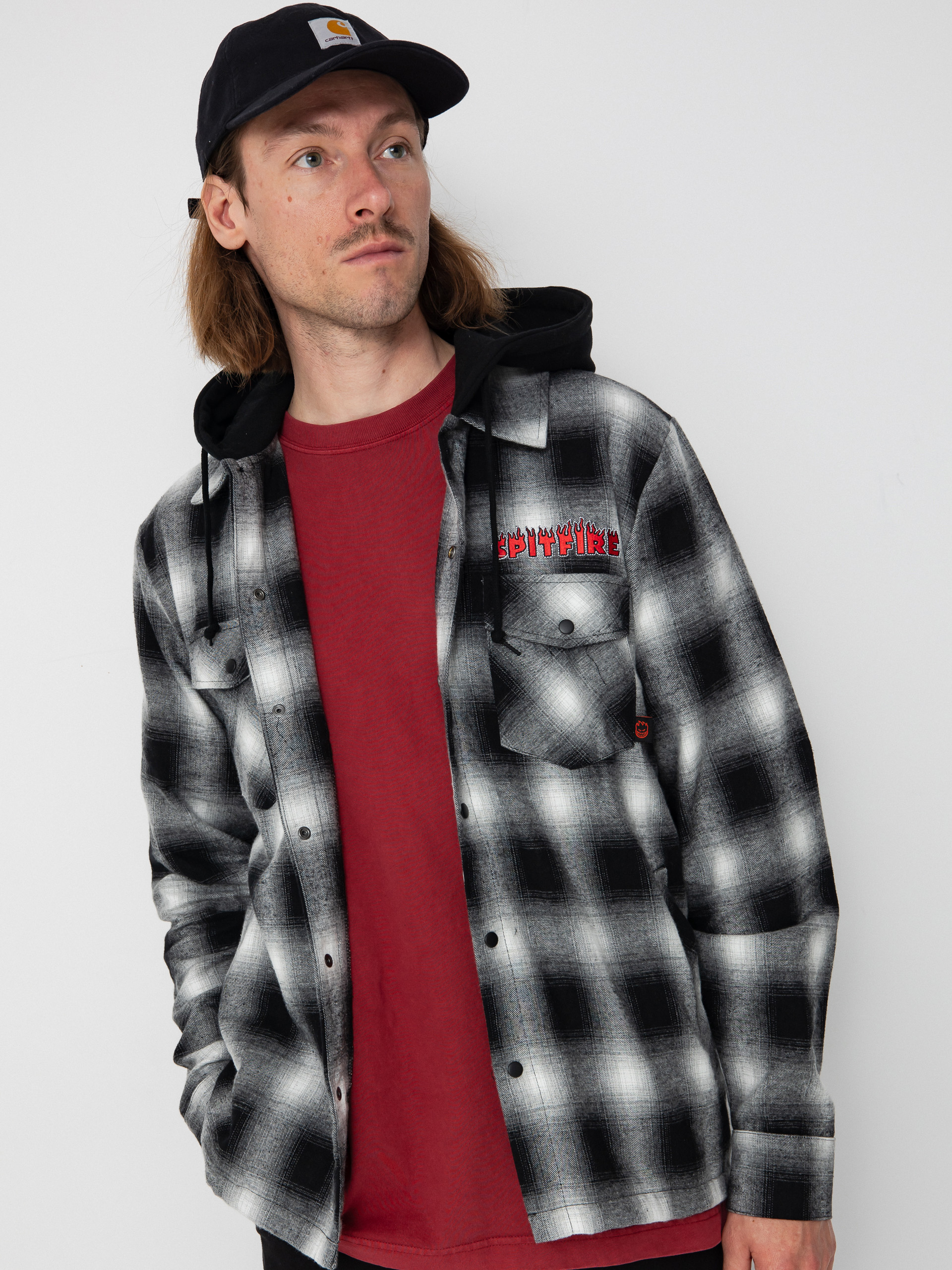 Košile Spitfire Demonseed Hooded Flannel (black/white/multi color embroideries)