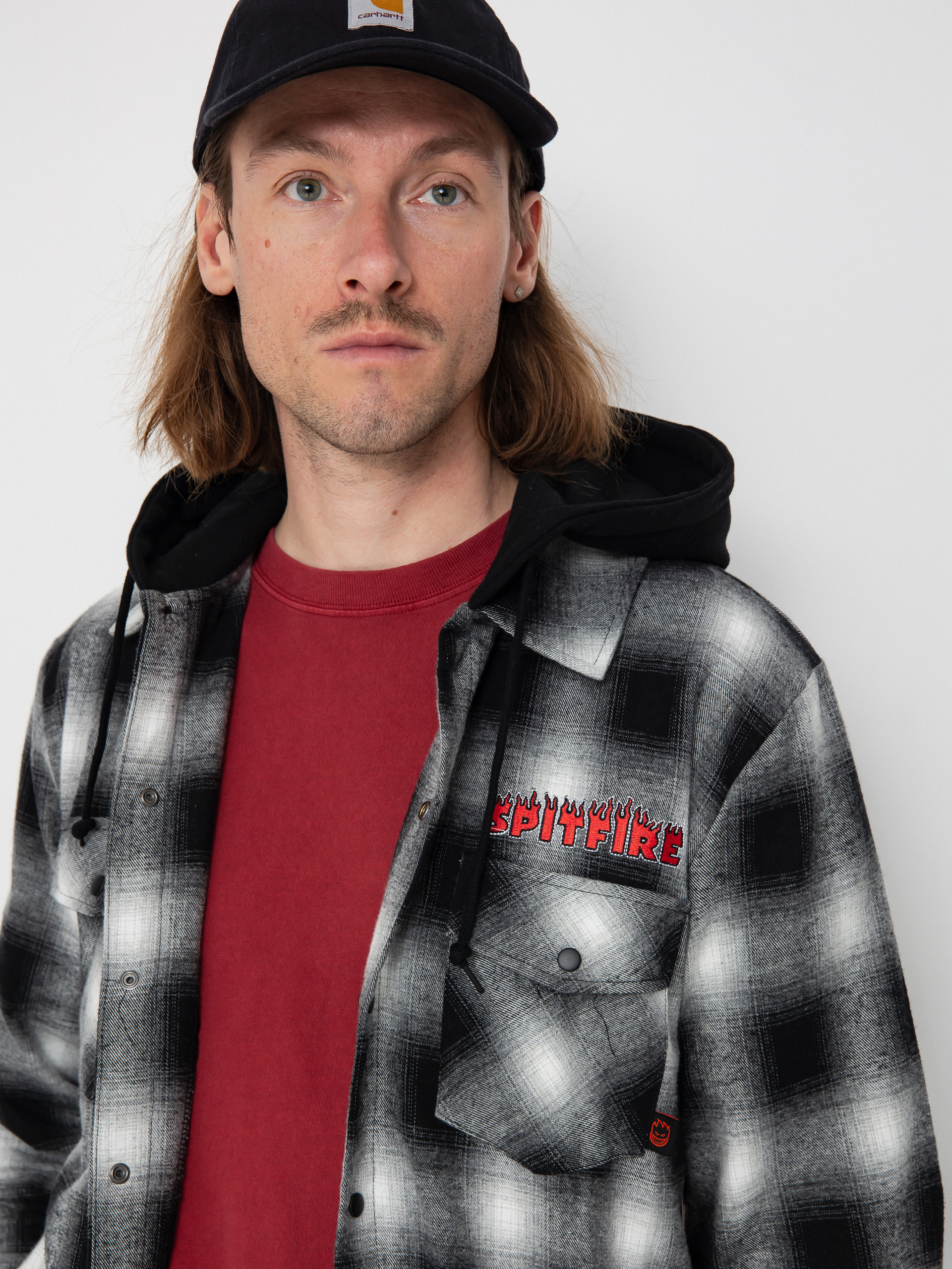 Košile Spitfire Demonseed Hooded Flannel (black/white/multi color embroideries)