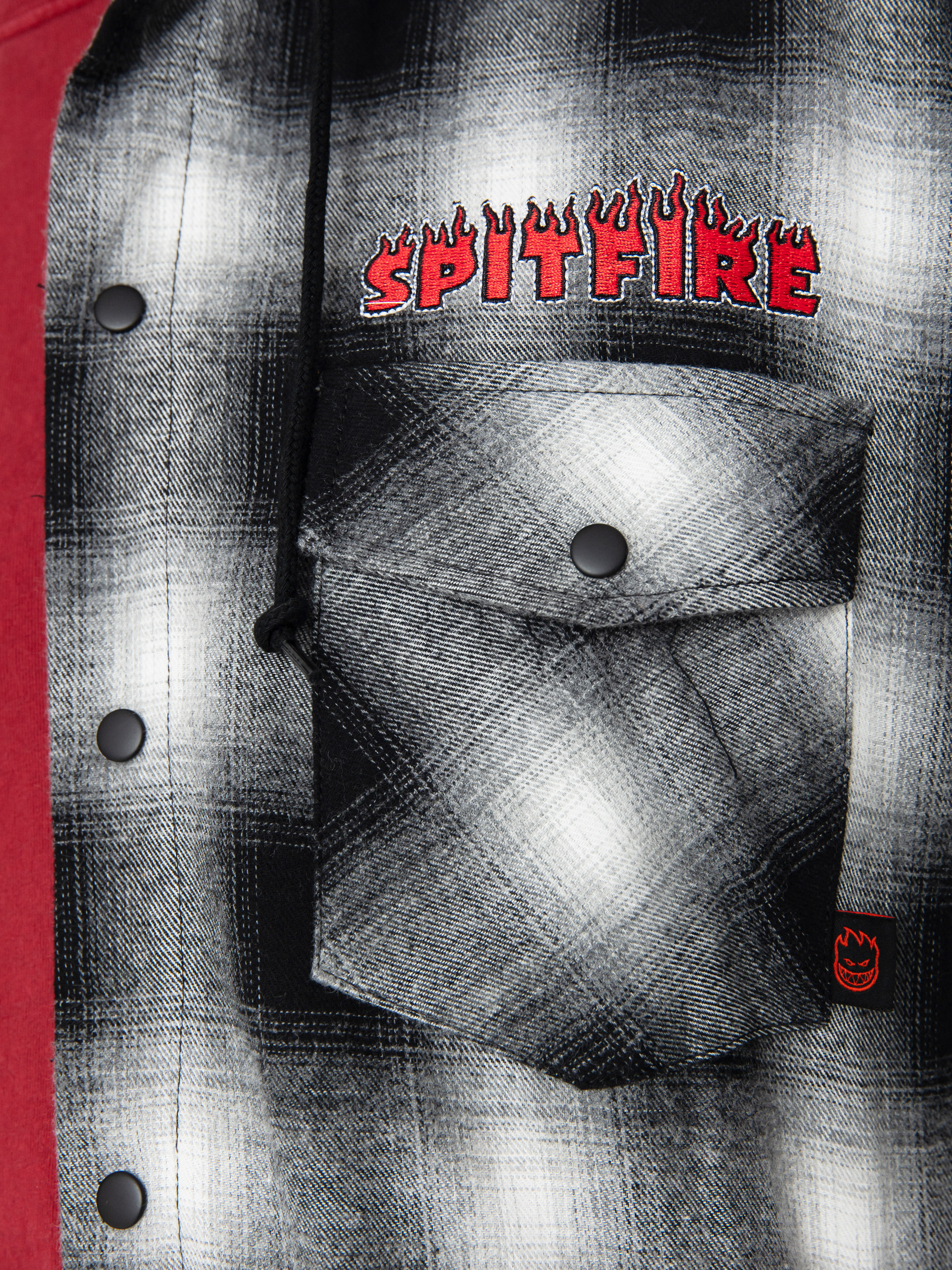 Košile Spitfire Demonseed Hooded Flannel (black/white/multi color embroideries)