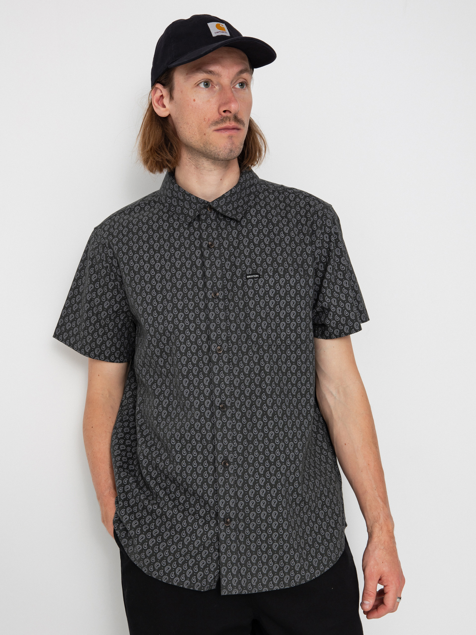 Košile Brixton Charter Print (washed black/paisley)