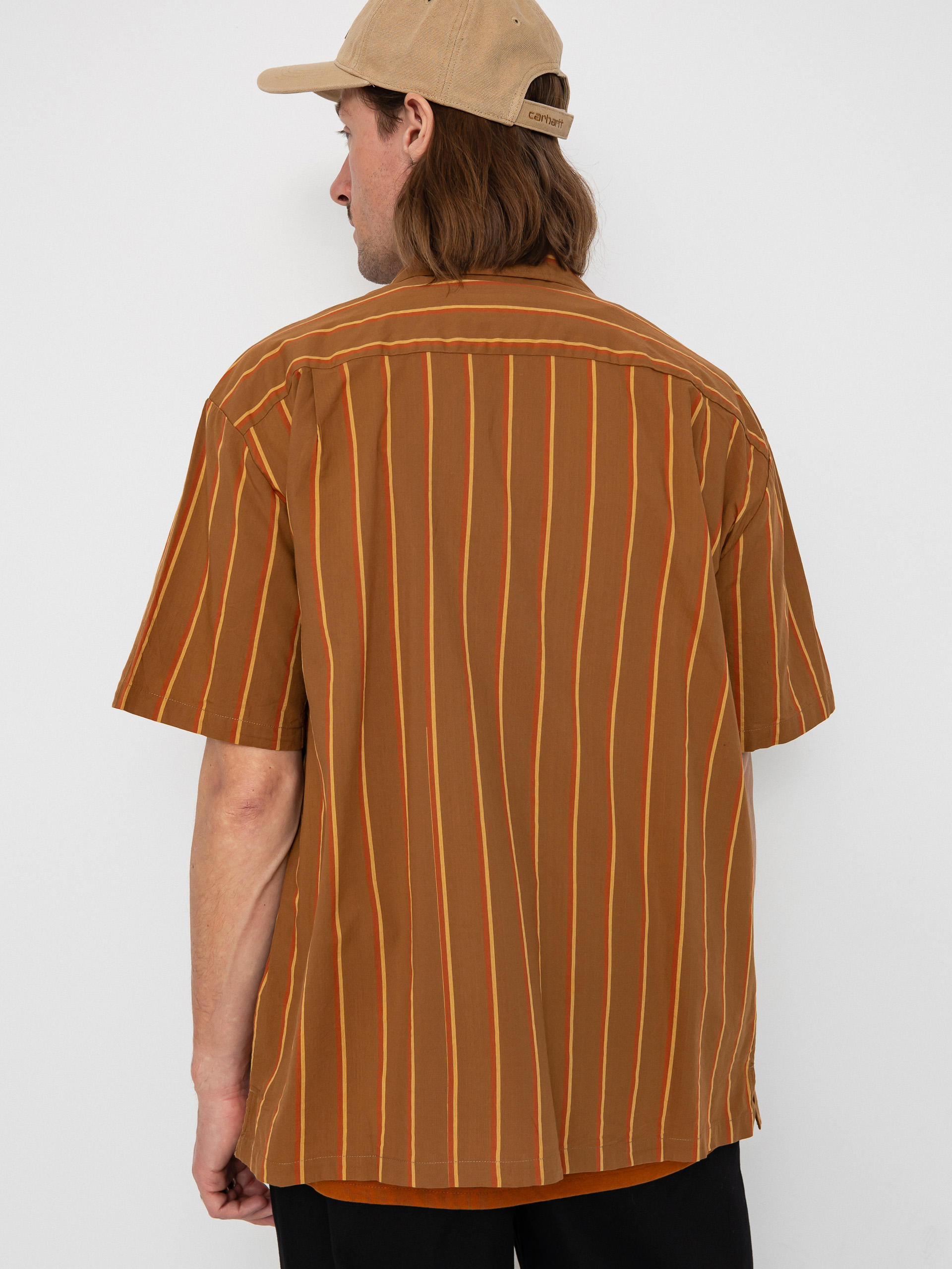 Košile Brixton Cru Stripe (washed copper/burnt red/sunset)
