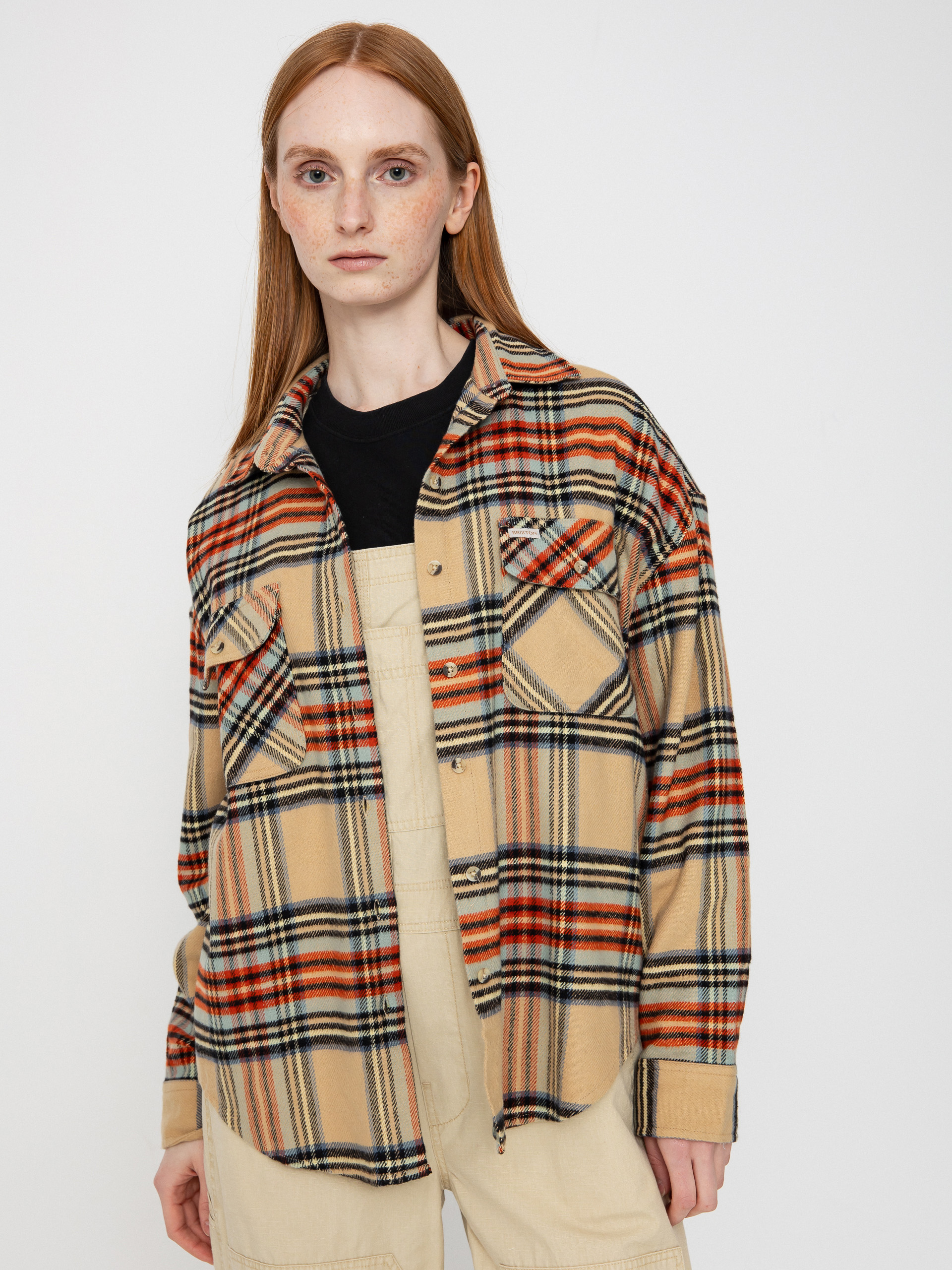 Košile Brixton Bowery Classic Flannel Wmn (sand/burnt brick/black plaid)