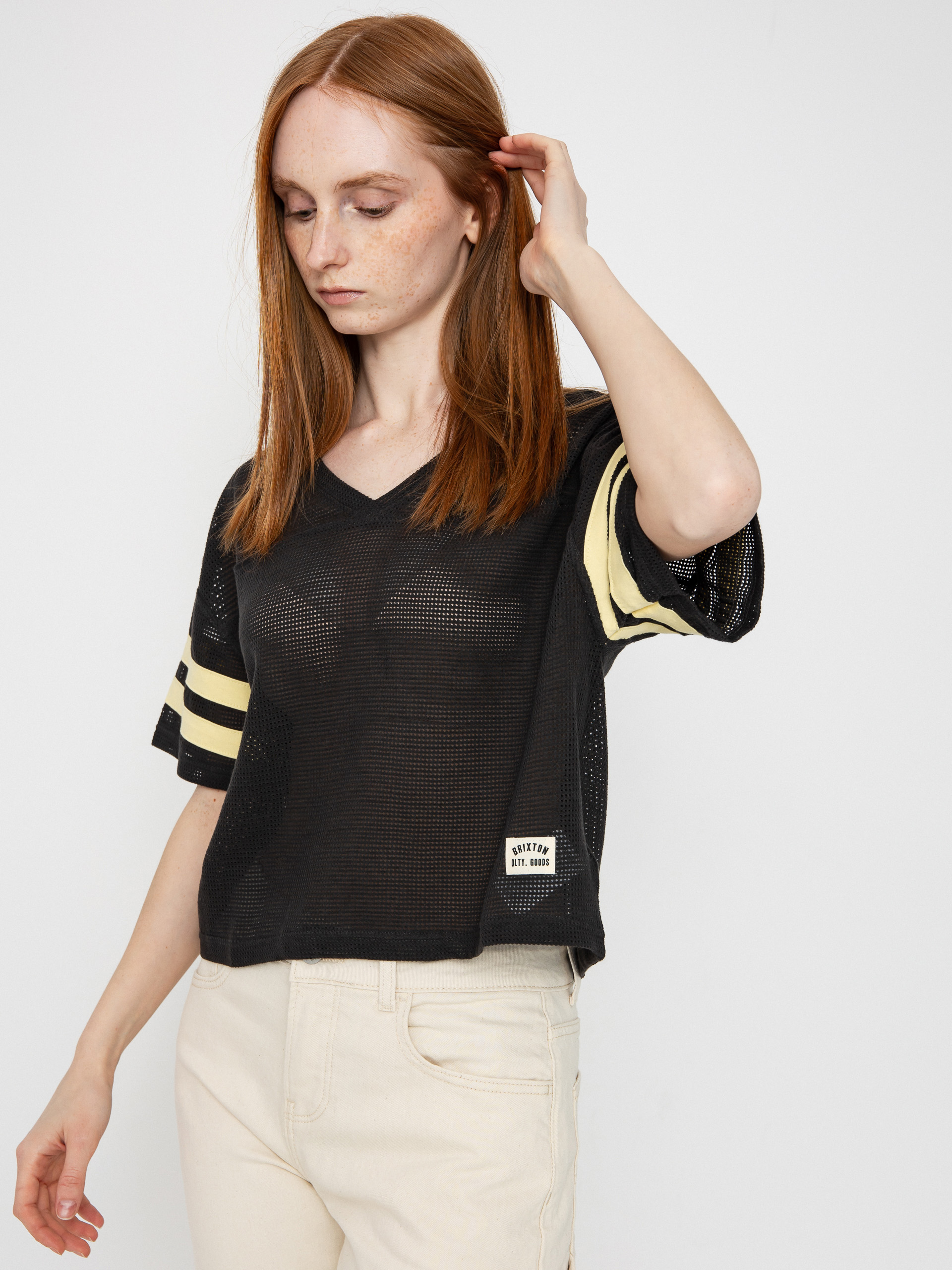 Tričko Brixton Varsity Football Mesh Wmn (washed black)