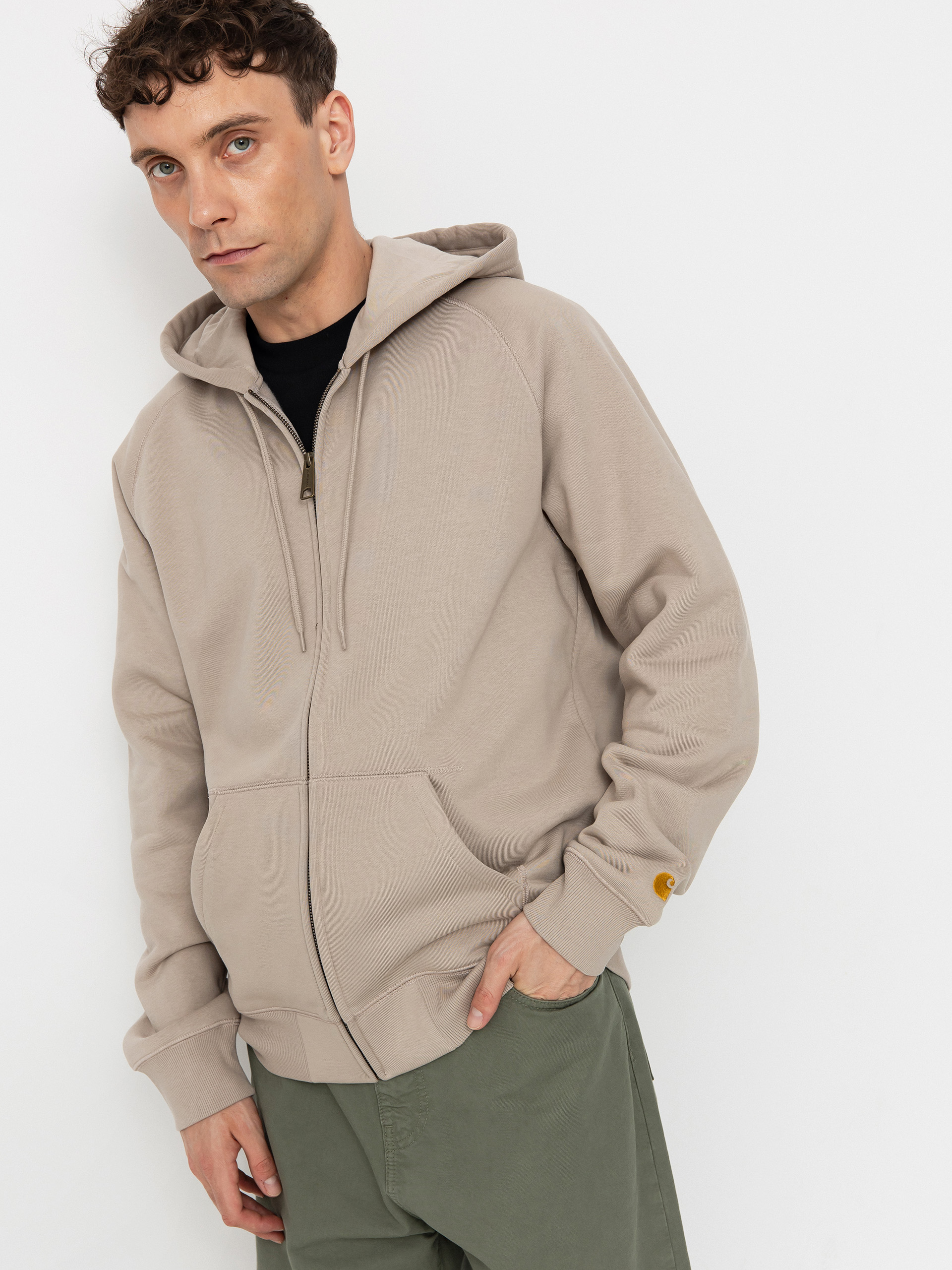 Mikina s kapucí Carhartt WIP Chase ZHD (dusky beige/gold)