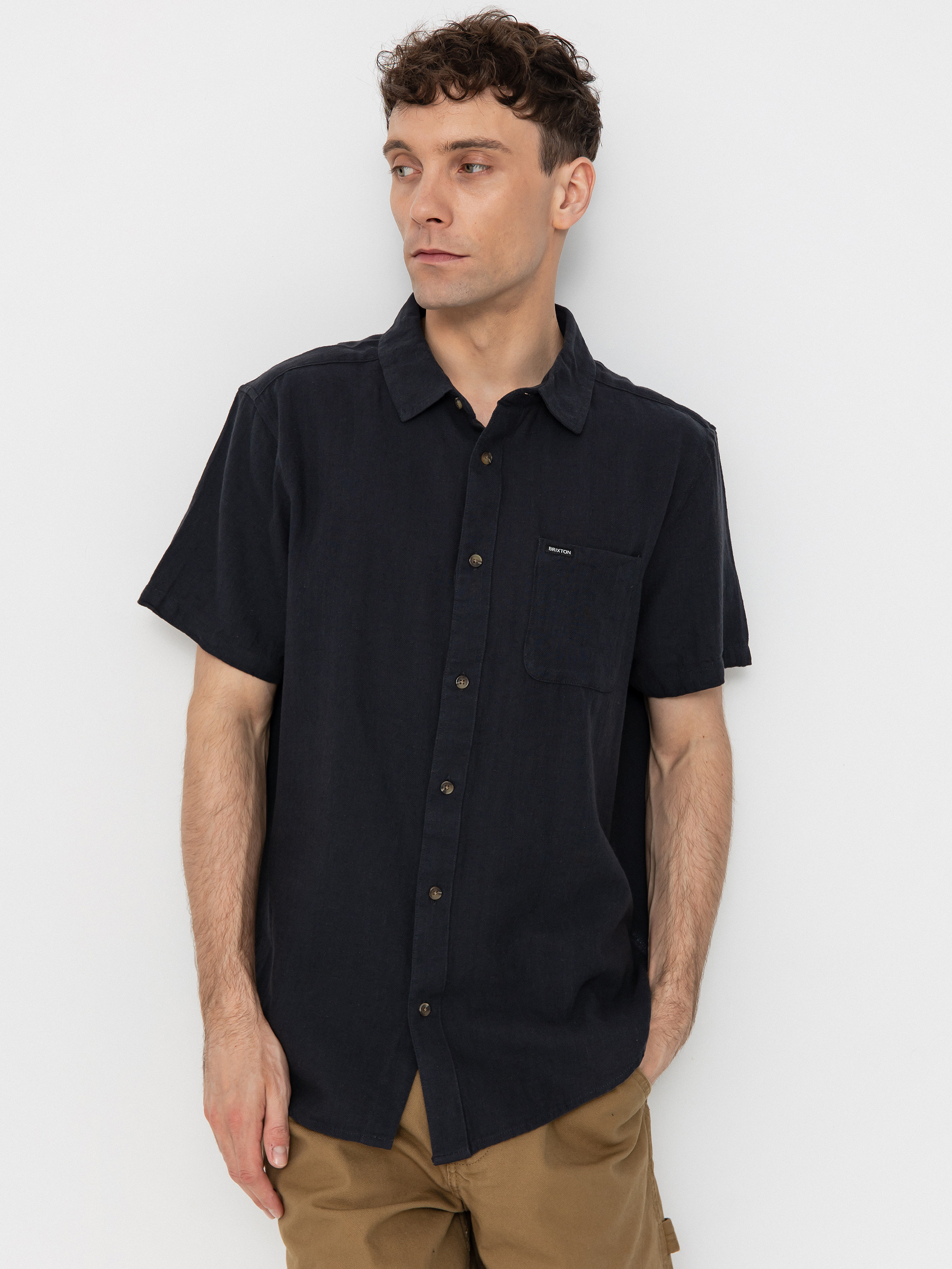 Košile Brixton Charter Org Cttn (washed black)
