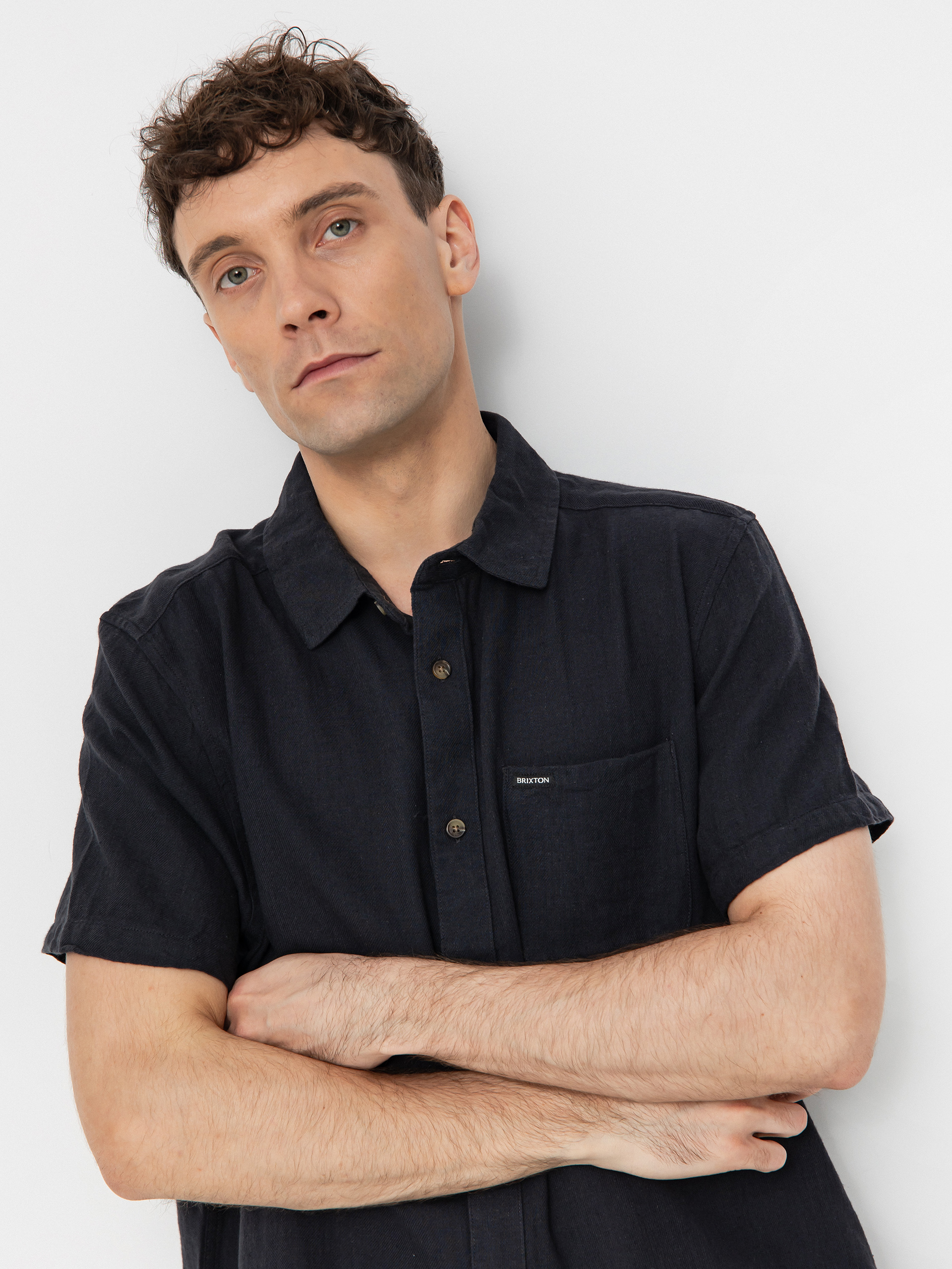 Košile Brixton Charter Org Cttn (washed black)