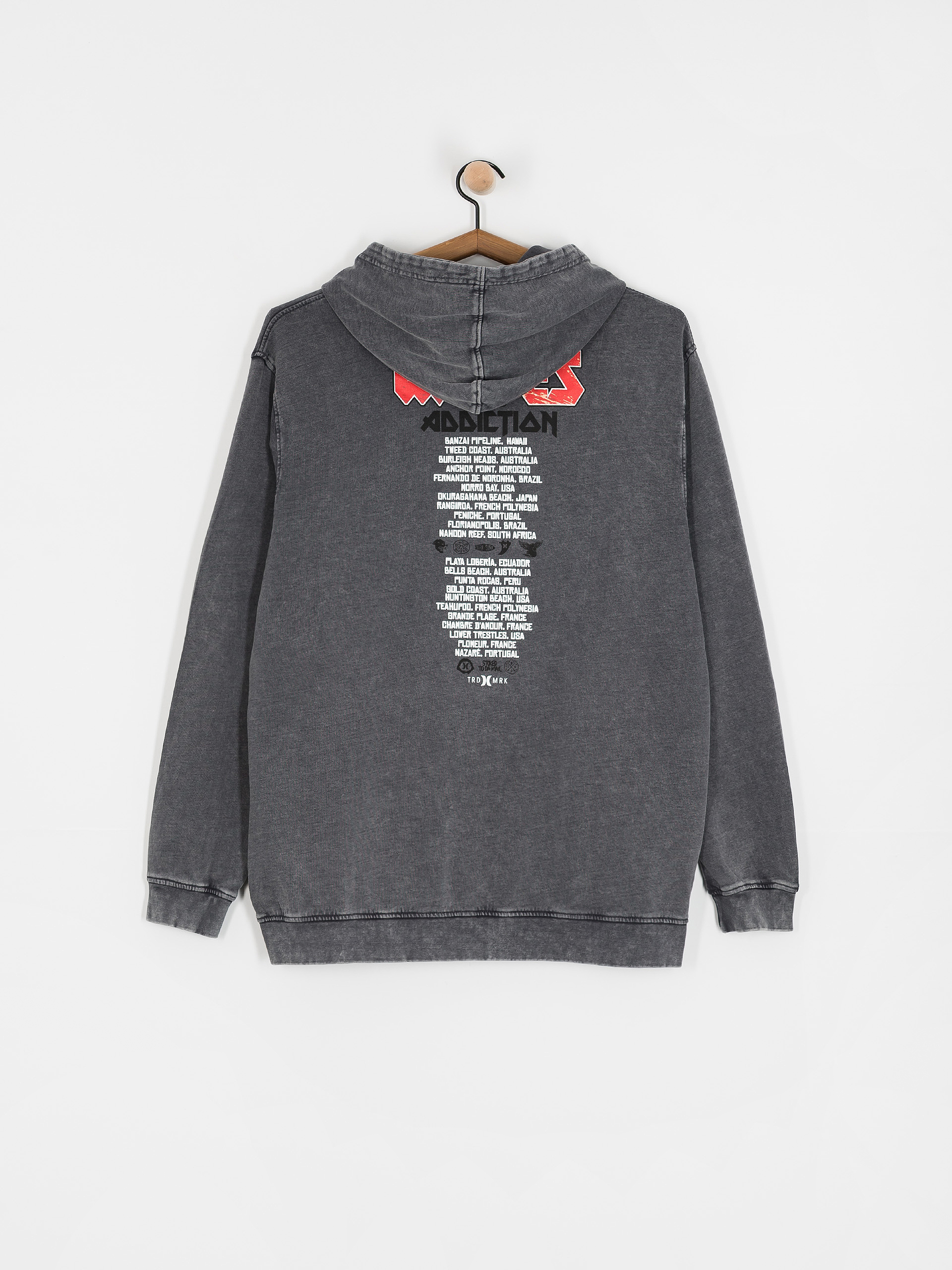 Mikina s kapucí Hurley Wave Addiction HD (dark stone grey)