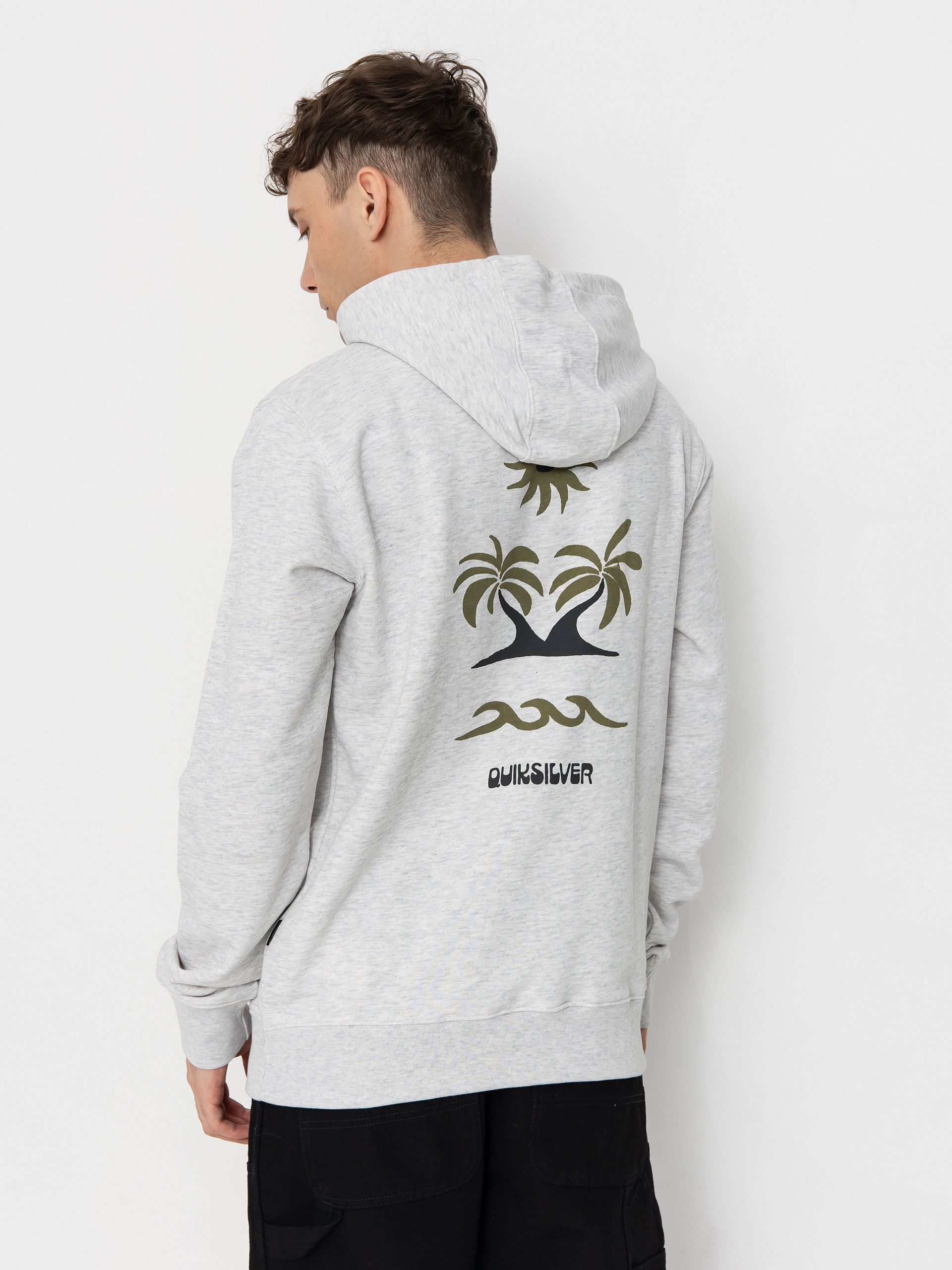 Mikina s kapucí Quiksilver Graphic Mix HD (white marble heather)
