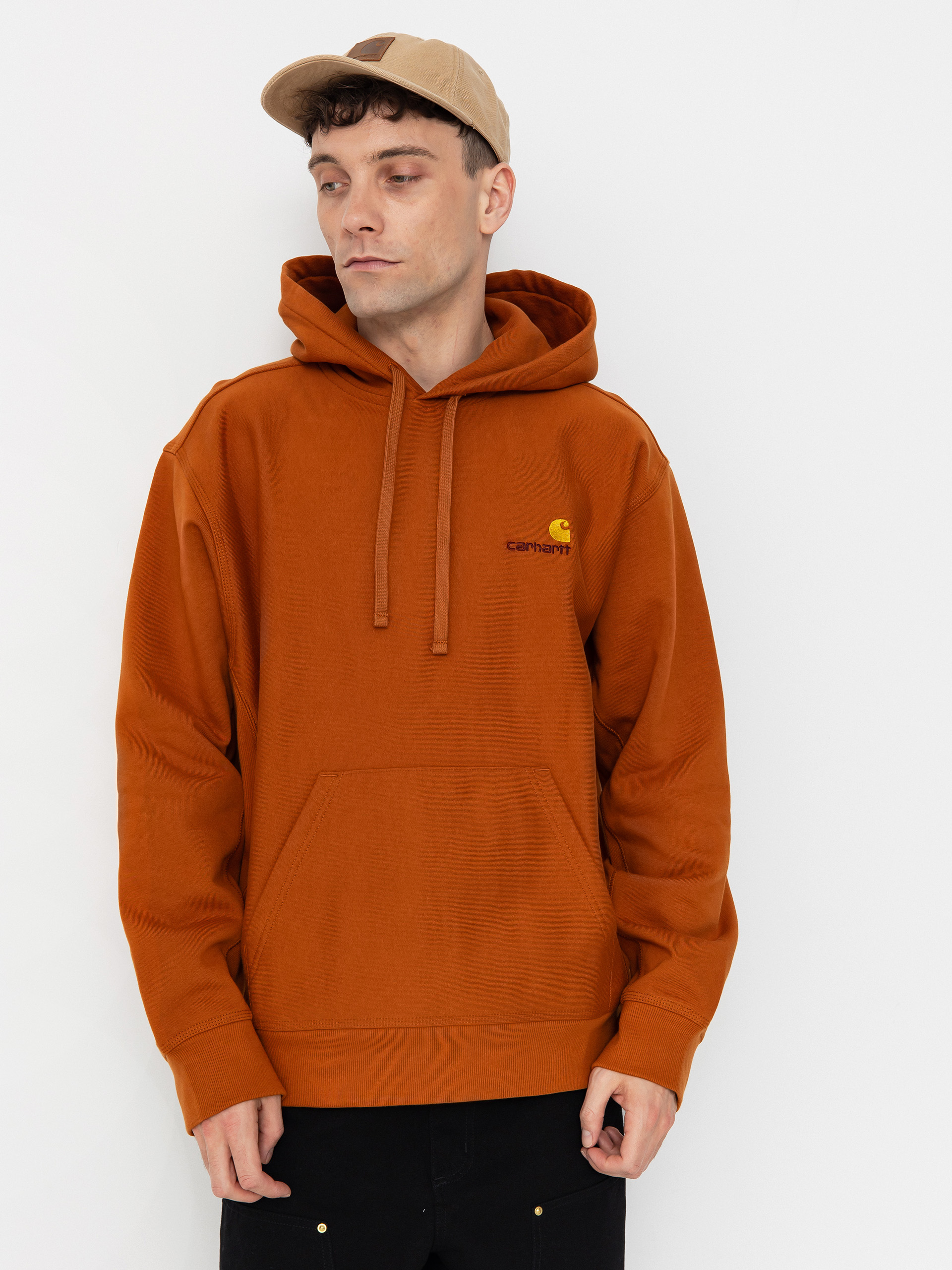 Mikina s kapucí Carhartt WIP American Script HD (sienna)
