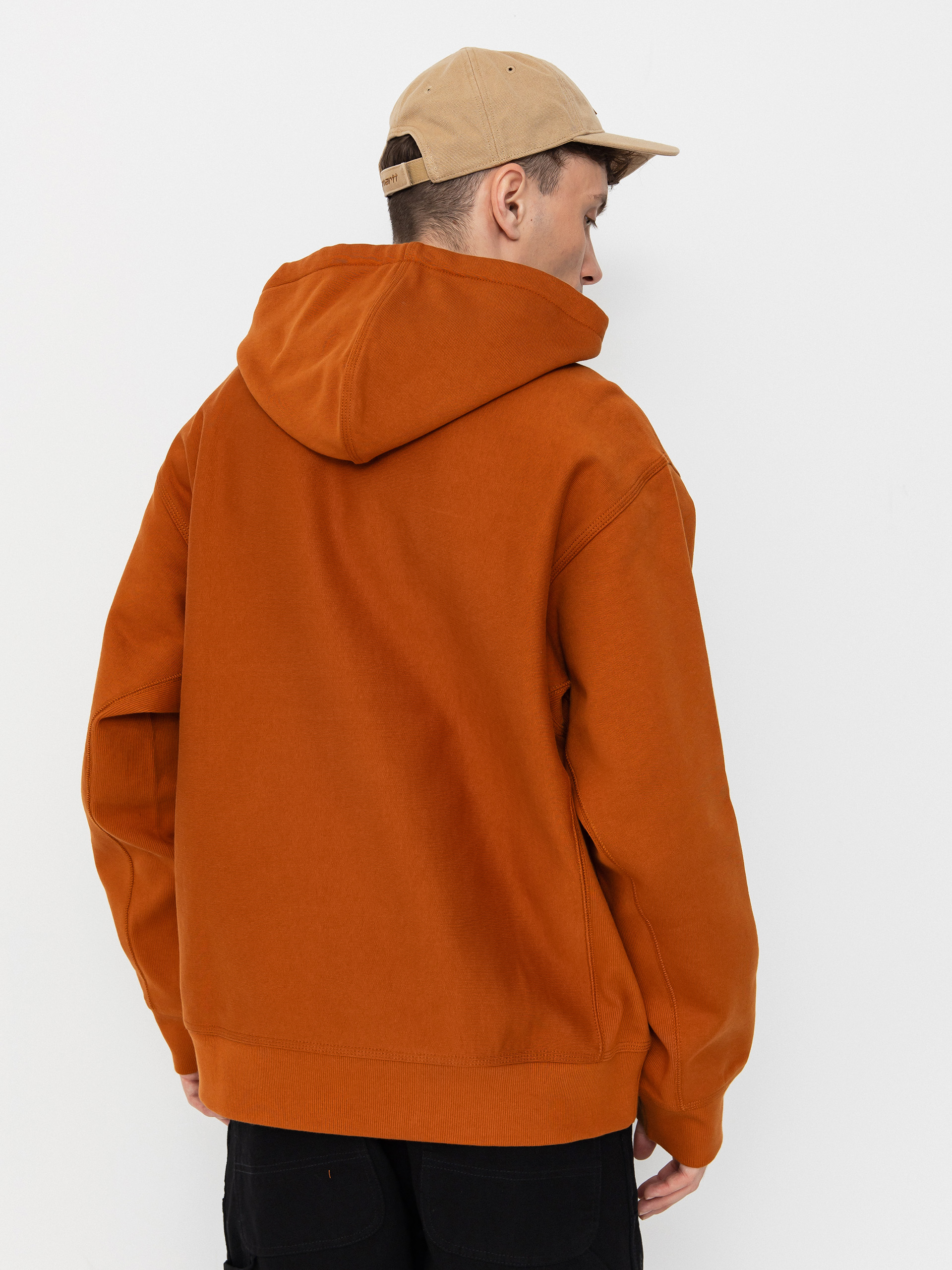 Mikina s kapucí Carhartt WIP American Script HD (sienna)