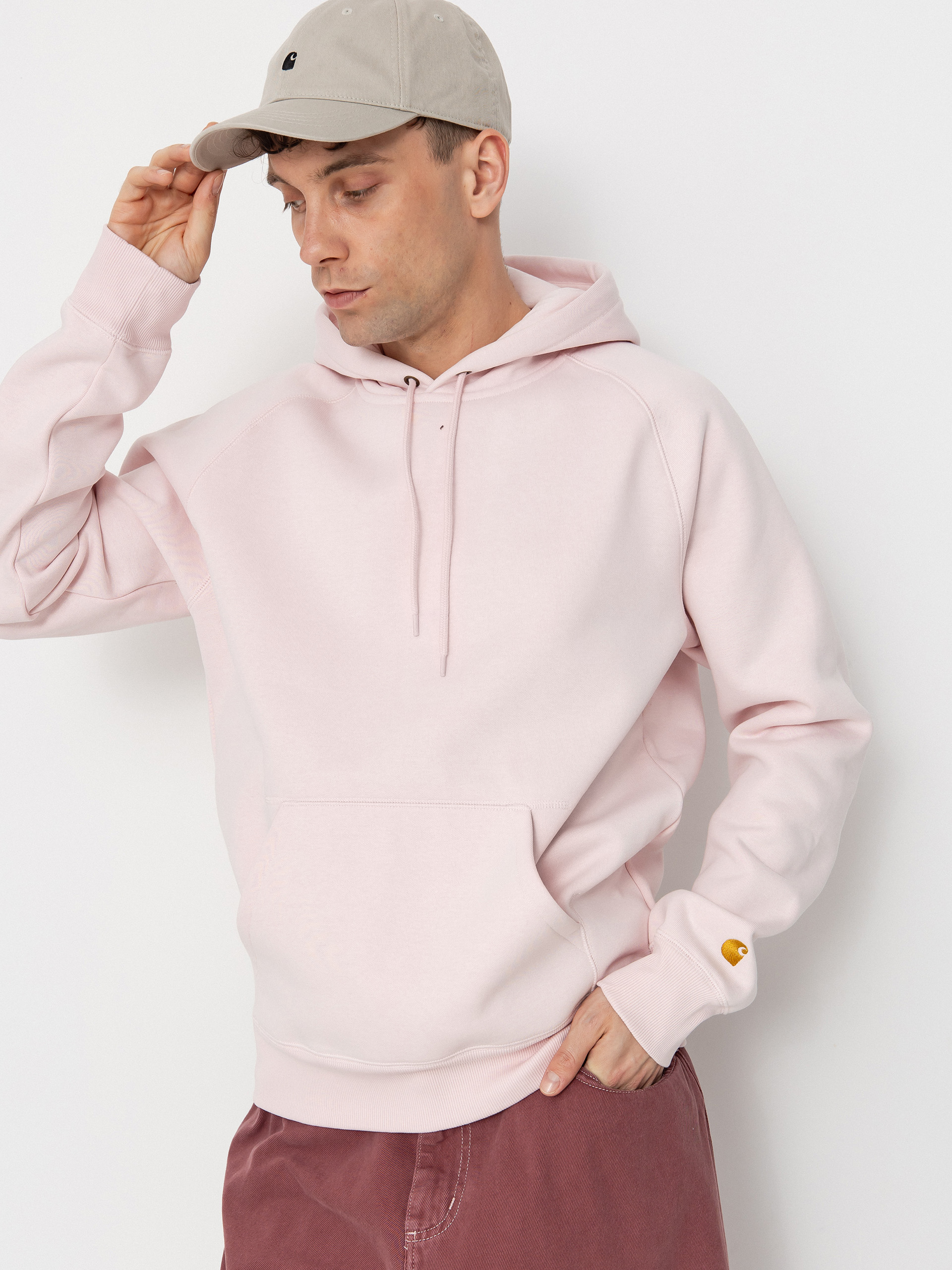 Mikina s kapucí Carhartt WIP Chase HD (air pink/gold)