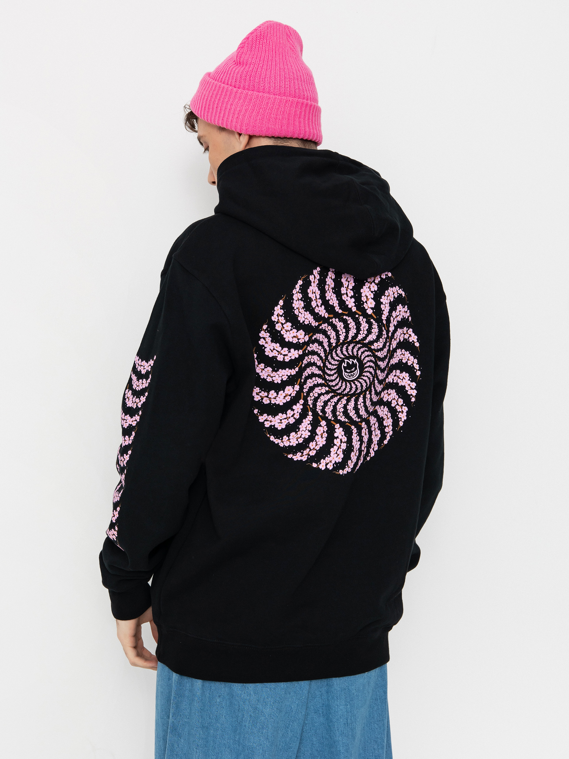 Mikina s kapucí Spitfire Cherry Bloosom HD (black)