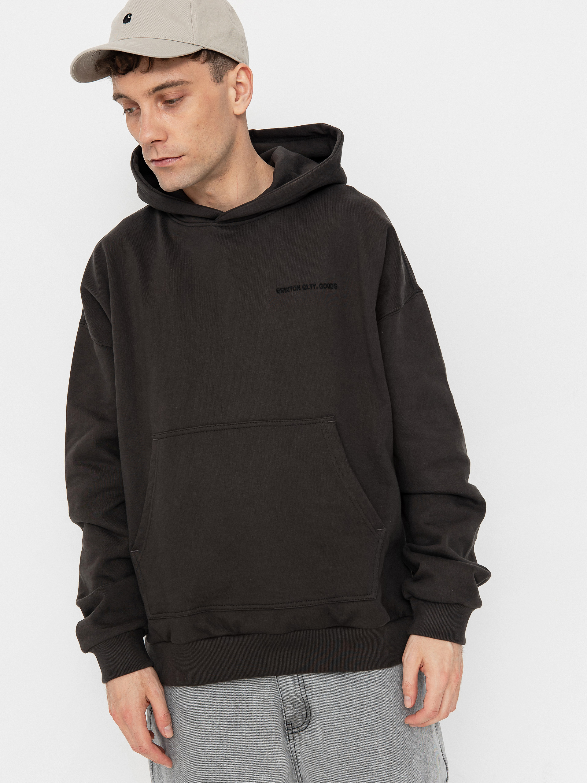 Mikina s kapucí Brixton Embroidered Heavy Weight HD (washed black)