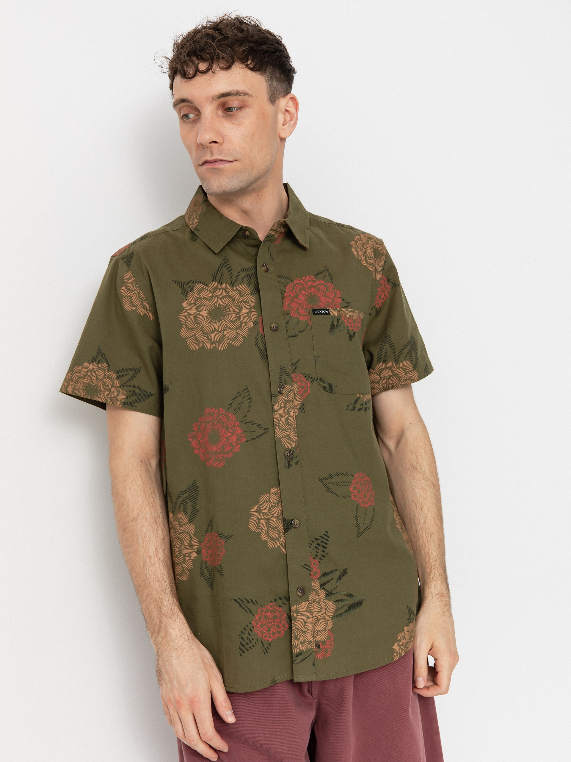Košile Brixton Charter Print (ivy green/painterly floral)