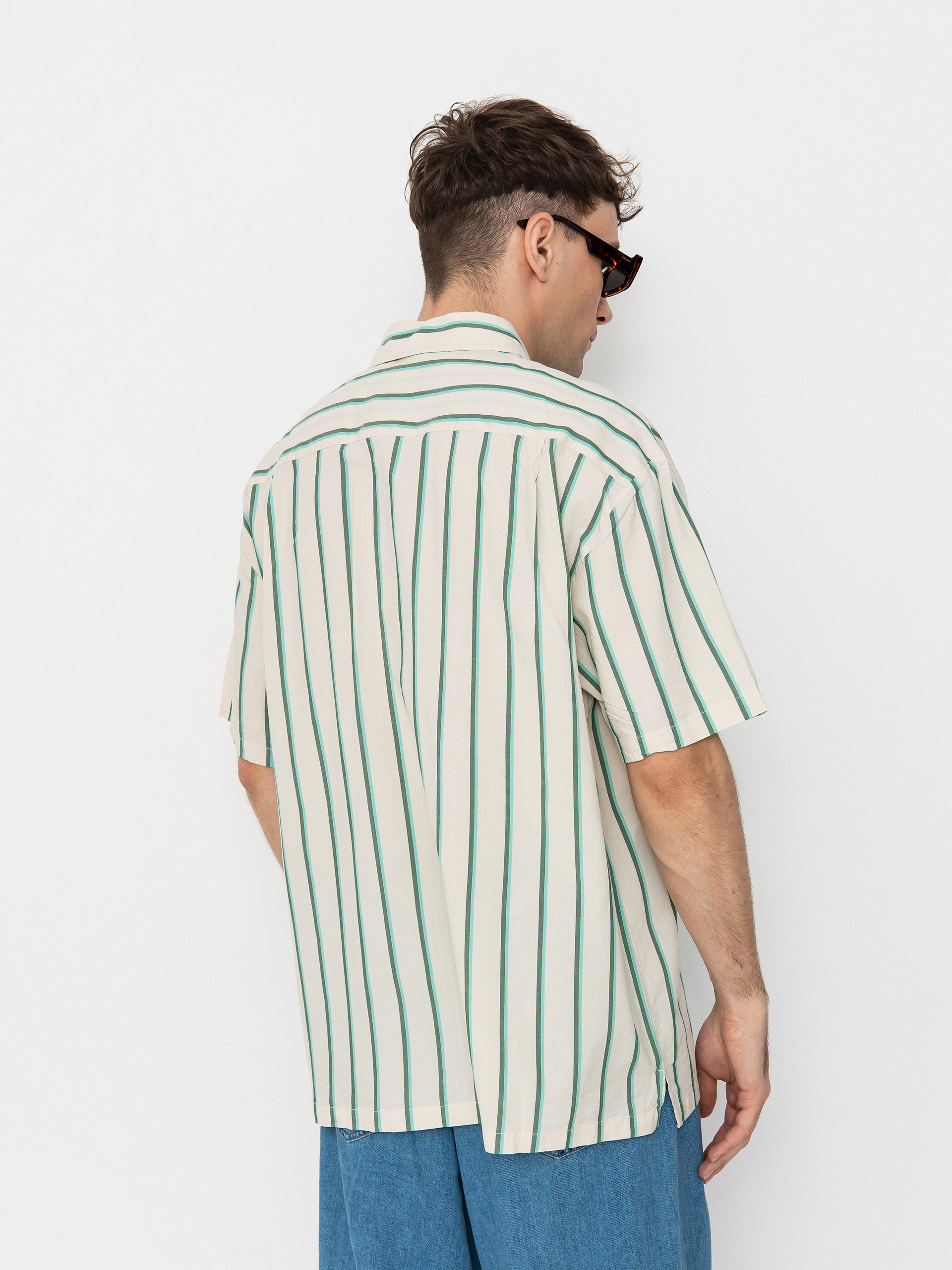Košile Brixton Cru Stripe (beige/pine needle/aquatic gree)