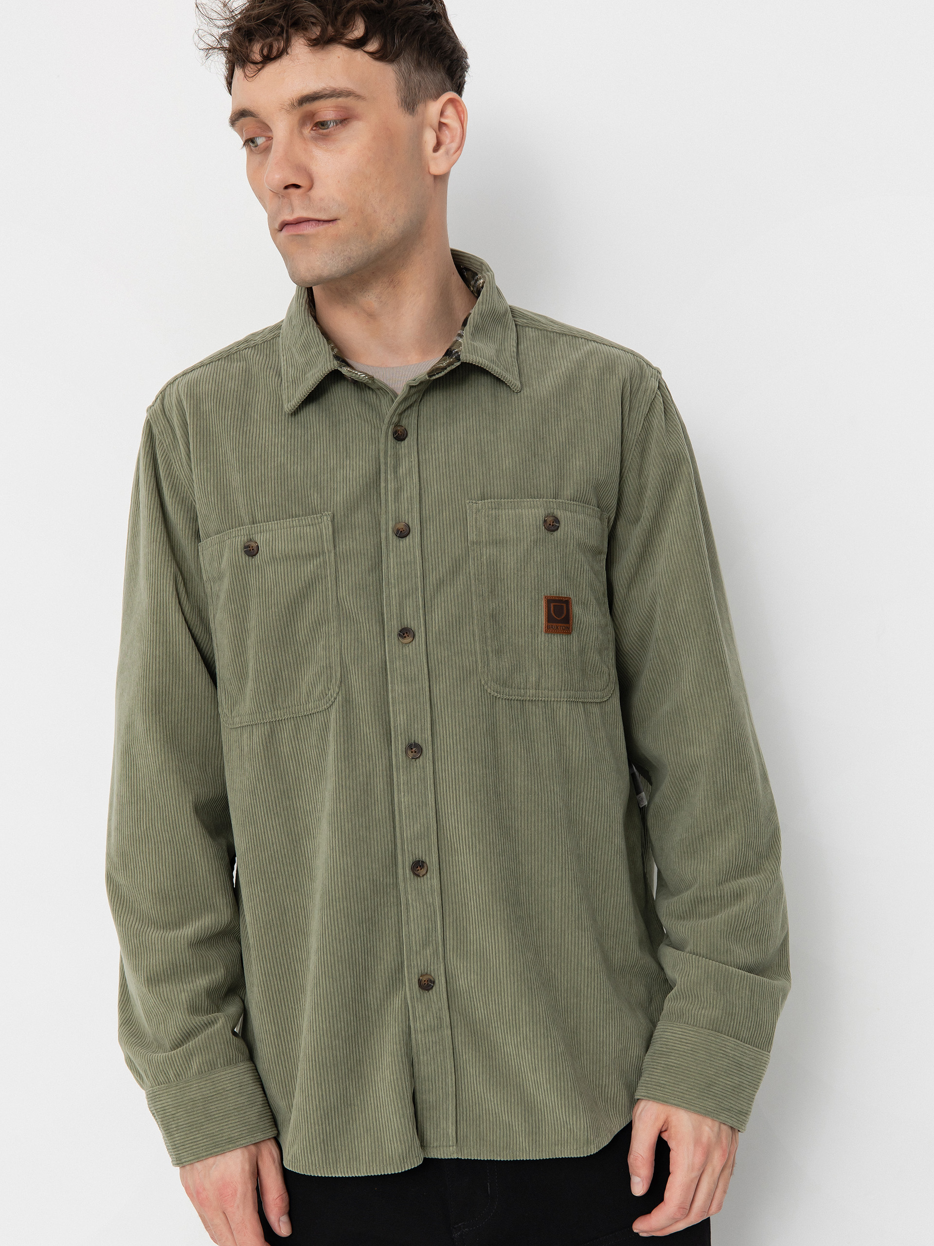Košile Brixton The Field Corduroy Overshirt (military olive)