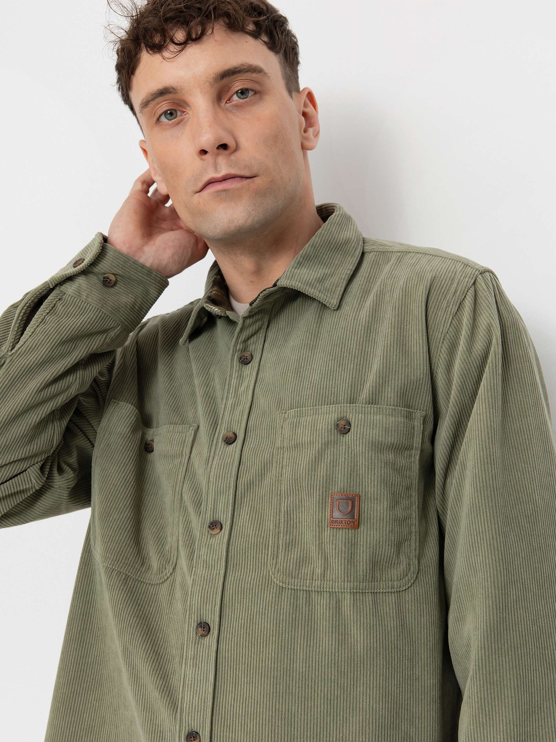 Košile Brixton The Field Corduroy Overshirt (military olive)