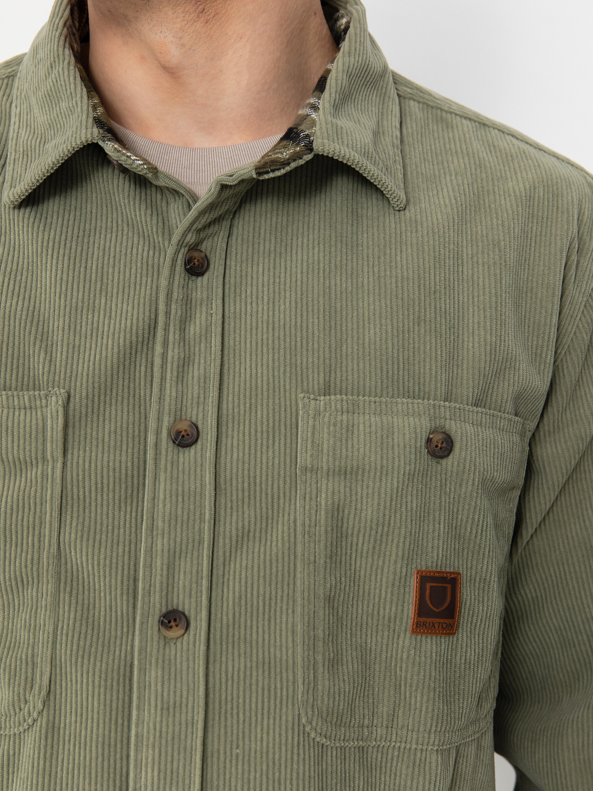 Košile Brixton The Field Corduroy Overshirt (military olive)