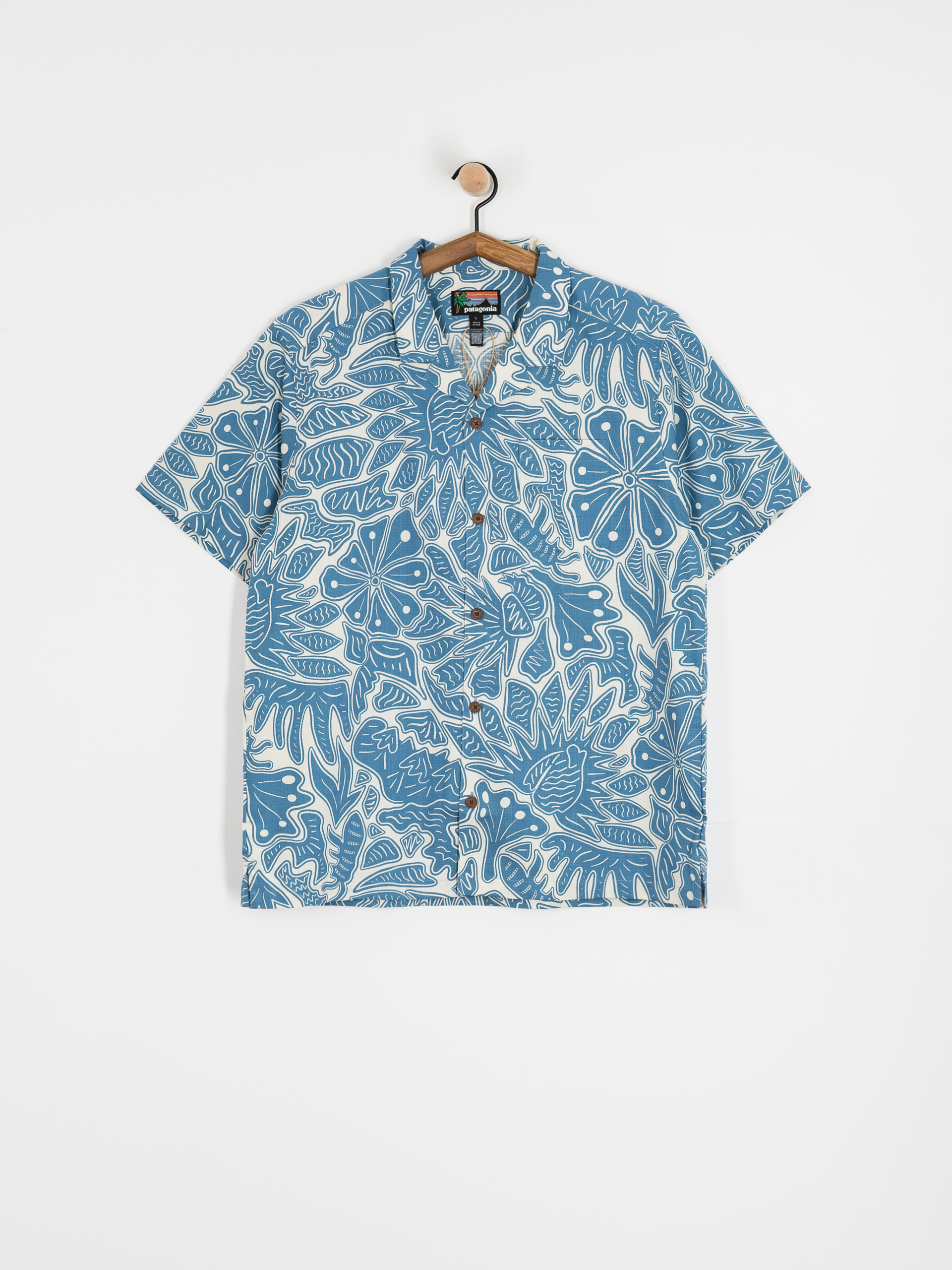 Košile Patagonia Tidal Threads Camp (bees and flowers/still blue)