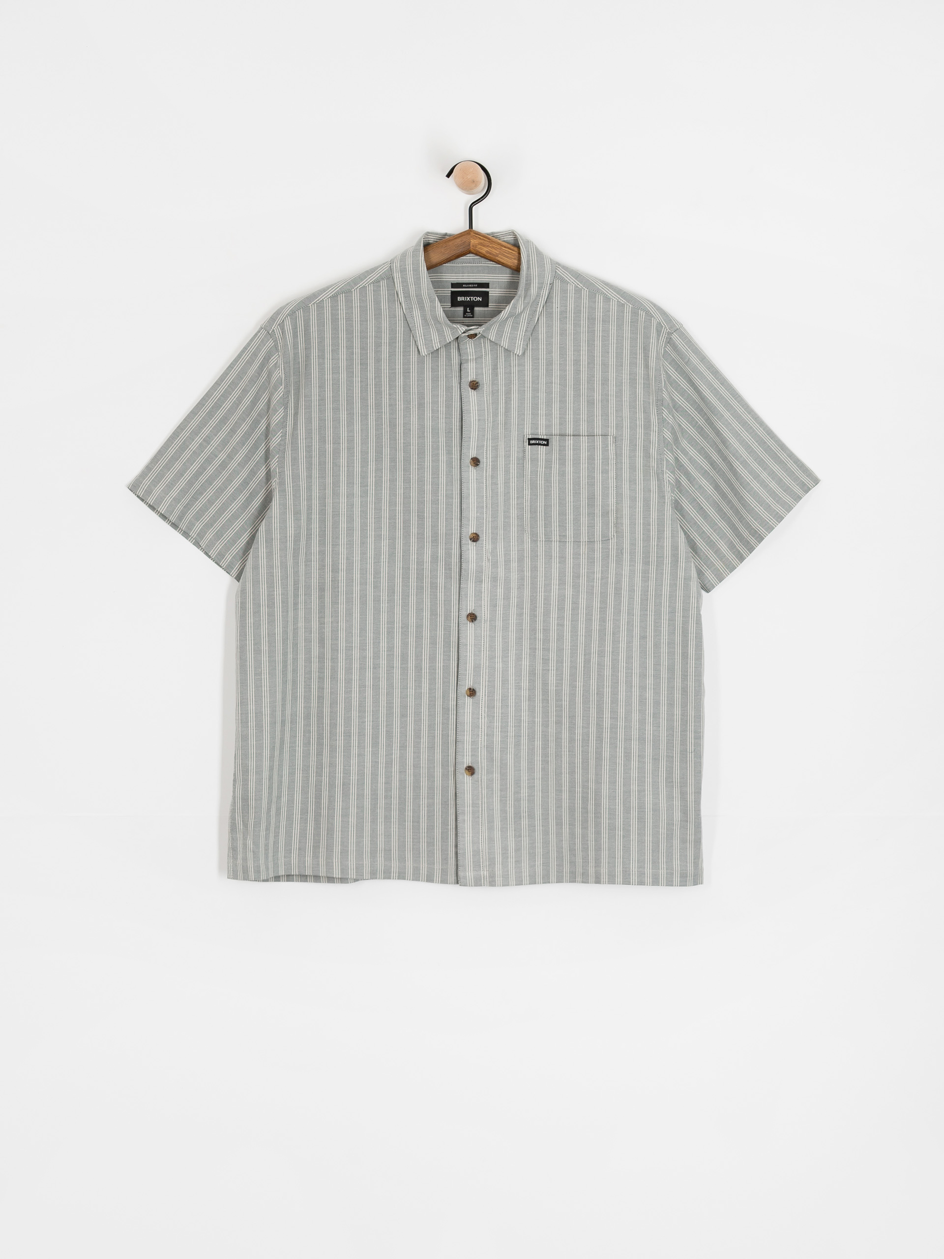 Košile Brixton Cru Oxford Stripe (basalt blue/whitcap stripe)