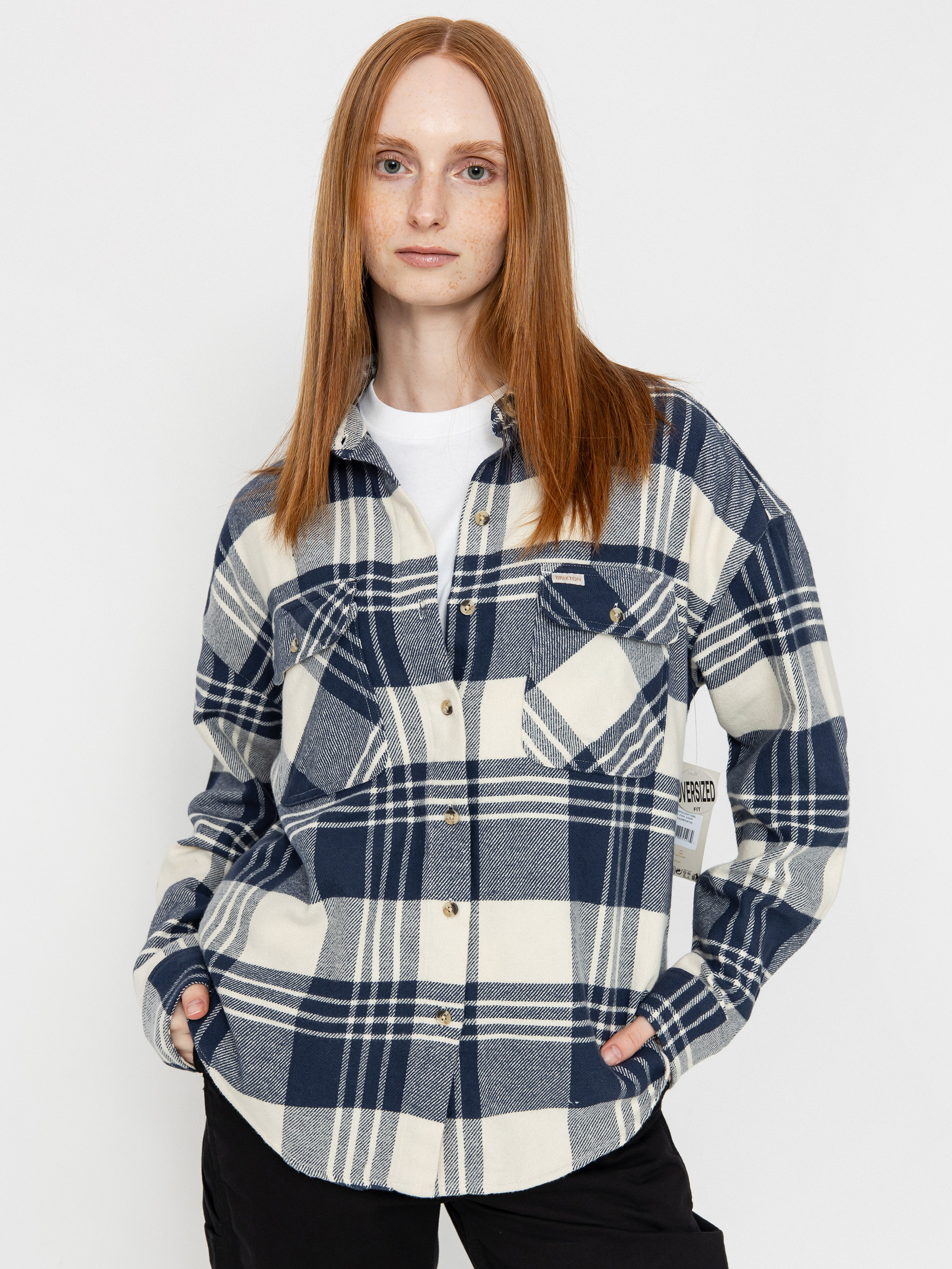 Kou0161ile Brixton Bowery Classic Flannel Wmn (azure blue/whitecap plaid)