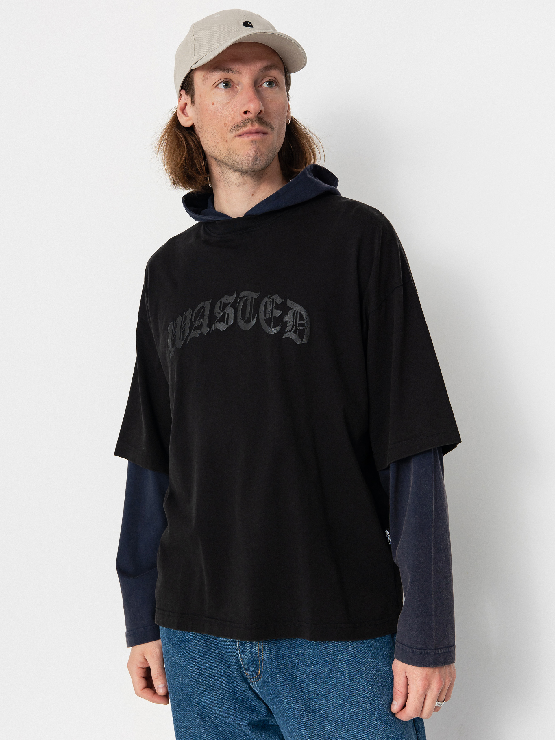 Mikina s kapucí Wasted Paris Legacy Age HD (faded black/faded night blue)