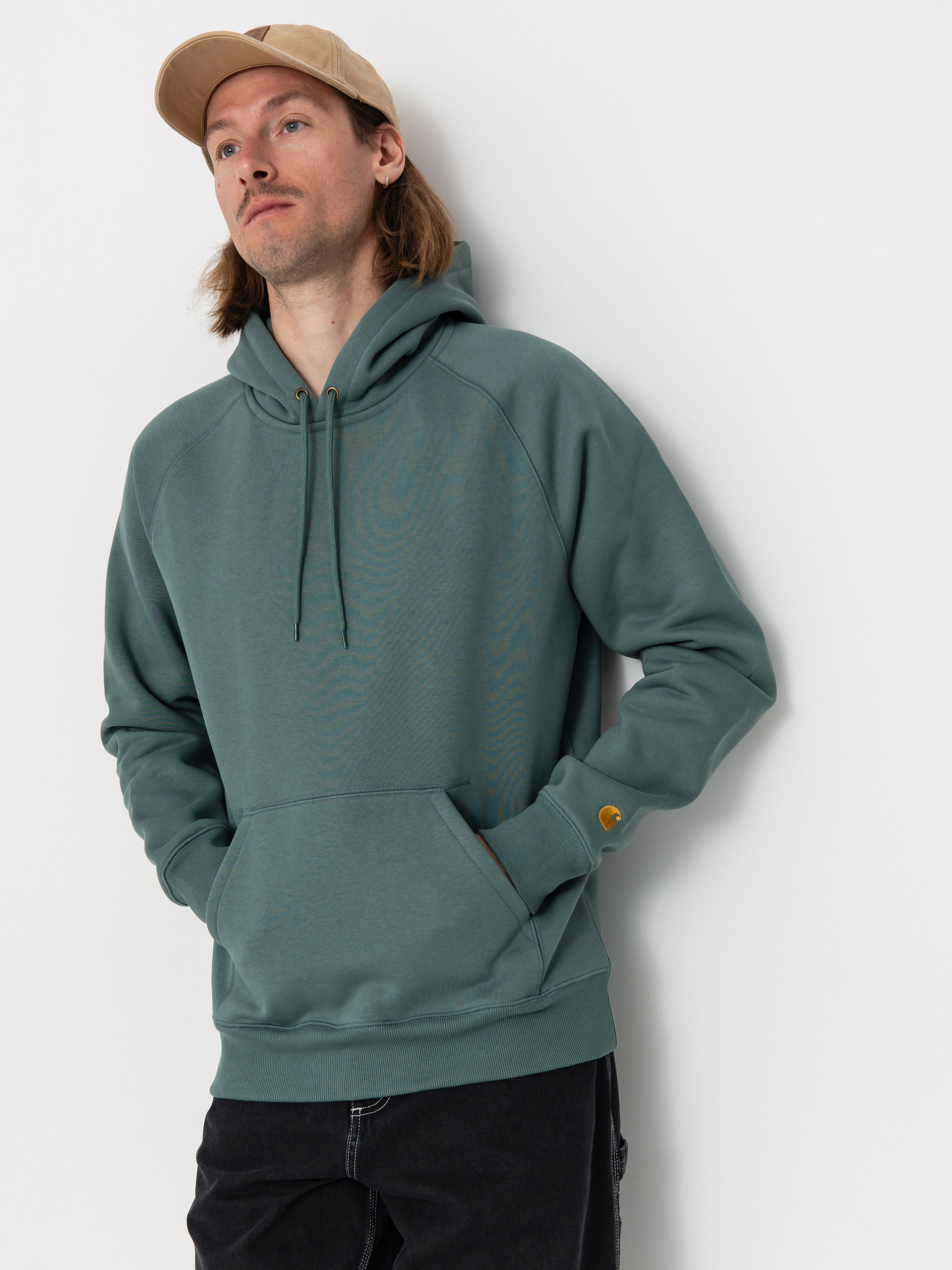 Mikina s kapucí Carhartt WIP Chase HD (silver pine/gold)