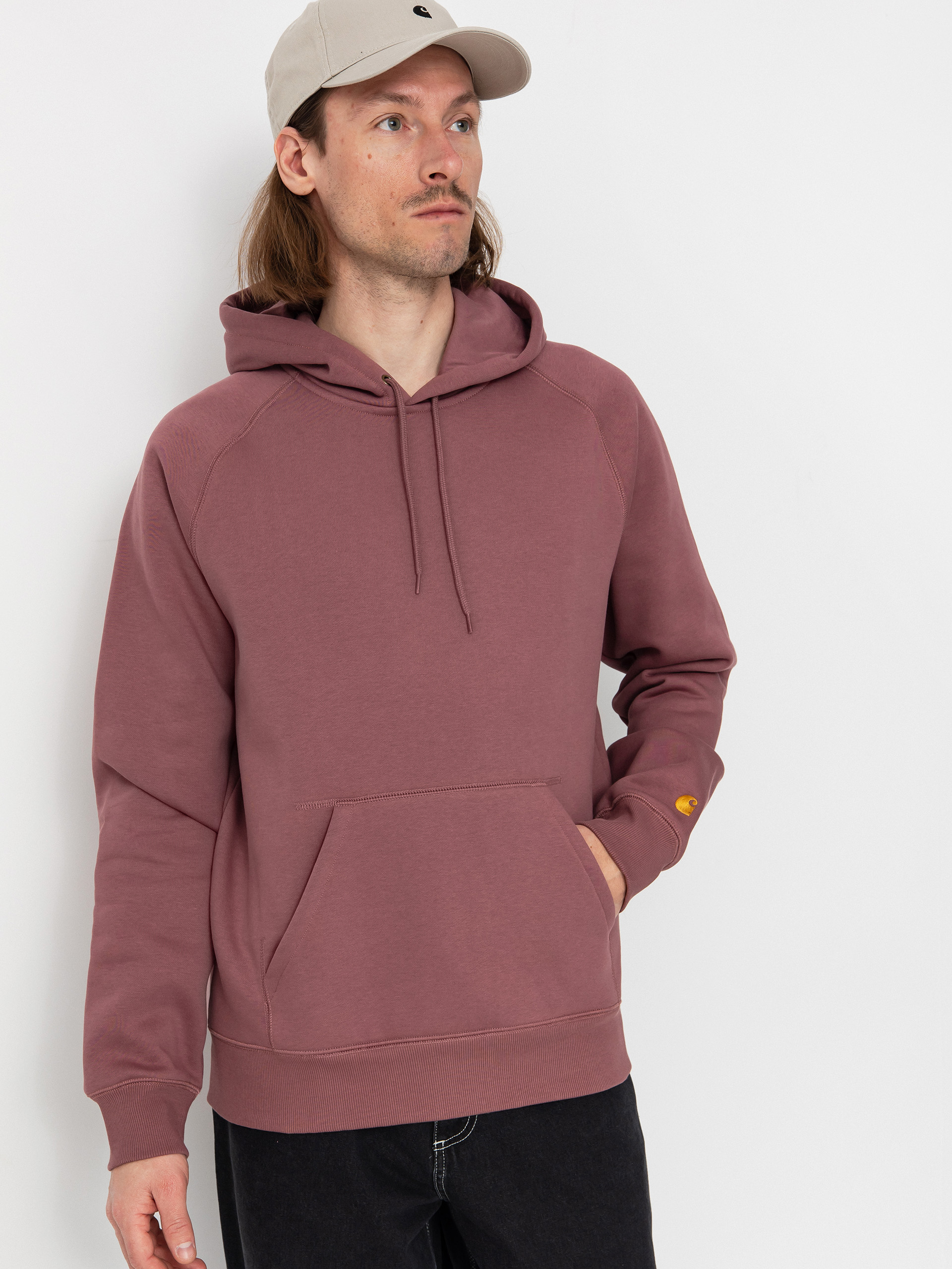 Mikina s kapucí Carhartt WIP Chase HD (dusky pink/gold)