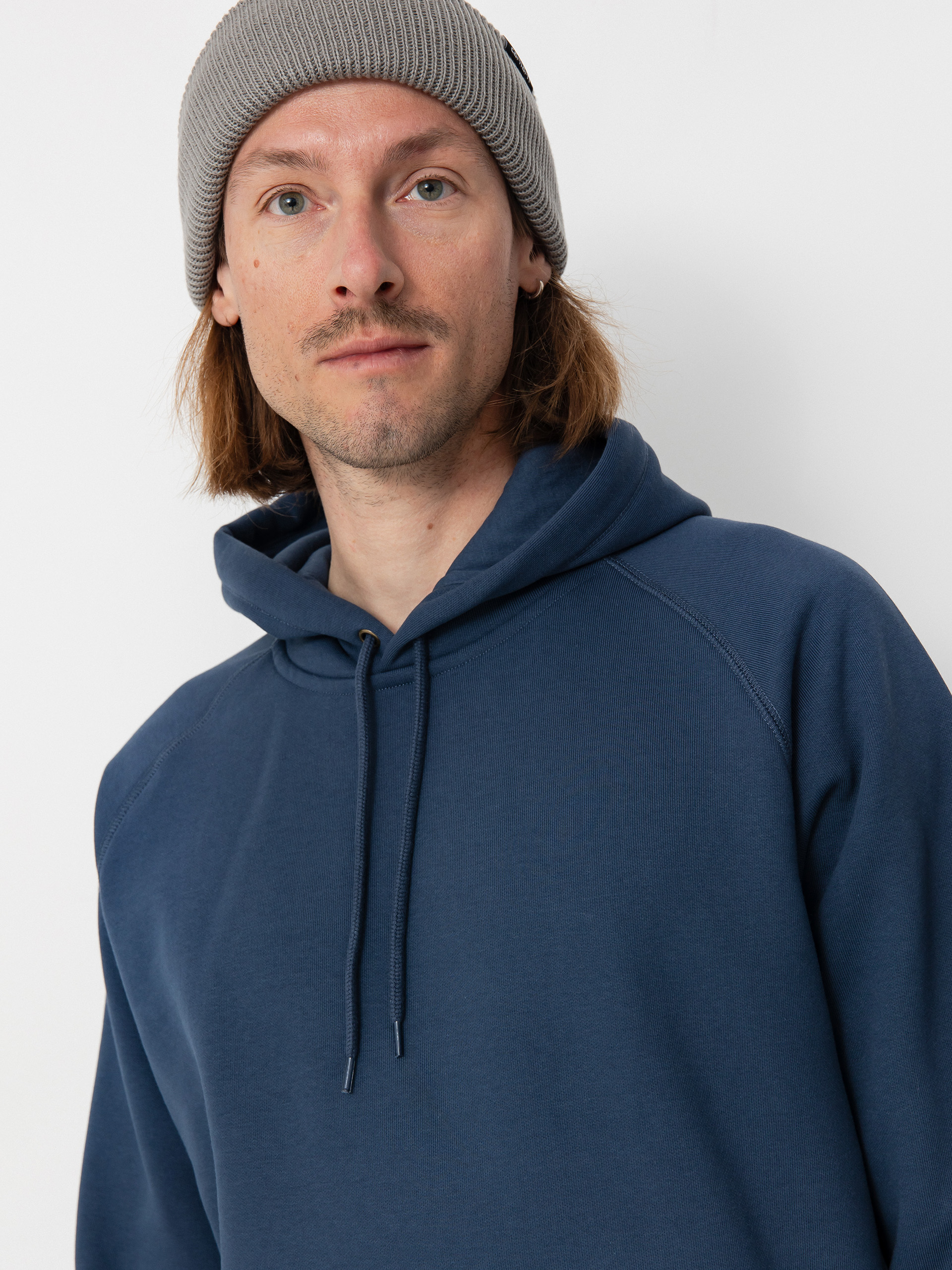 Mikina s kapucí Carhartt WIP Chase HD (dusky blue/gold)