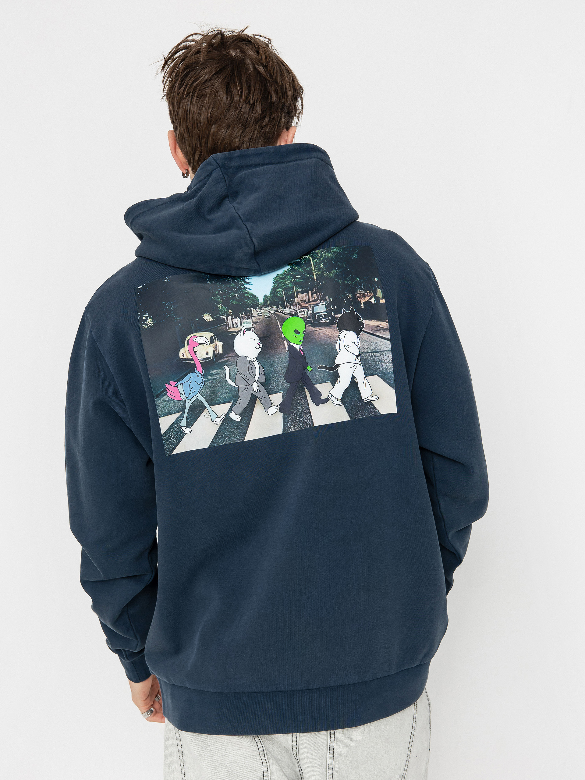 Mikina s kapucí RipNDip Crosswalk HD (navy vintage wash)