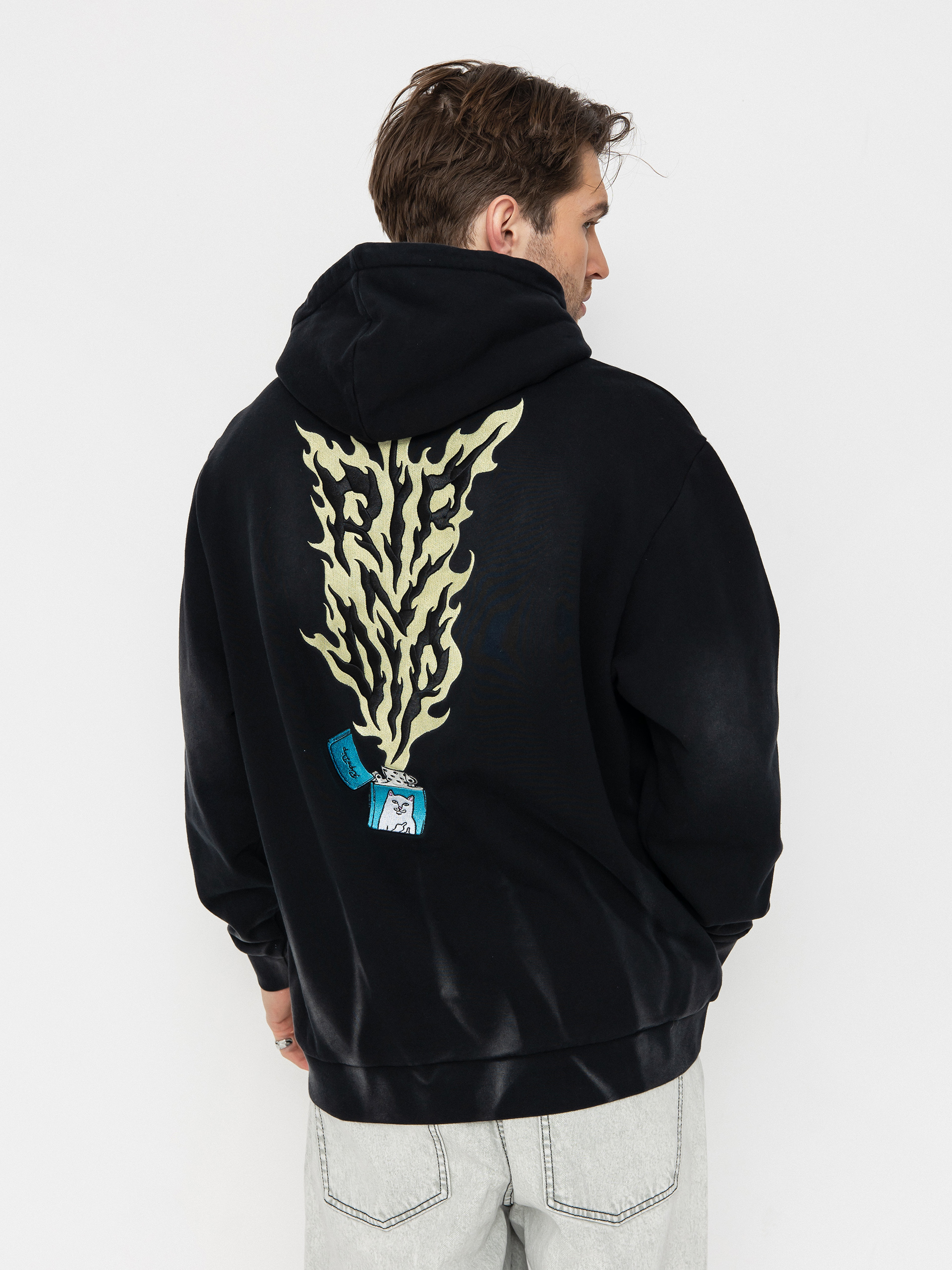 Mikina s kapucí RipNDip Ripnlit HD (black vintage wash)