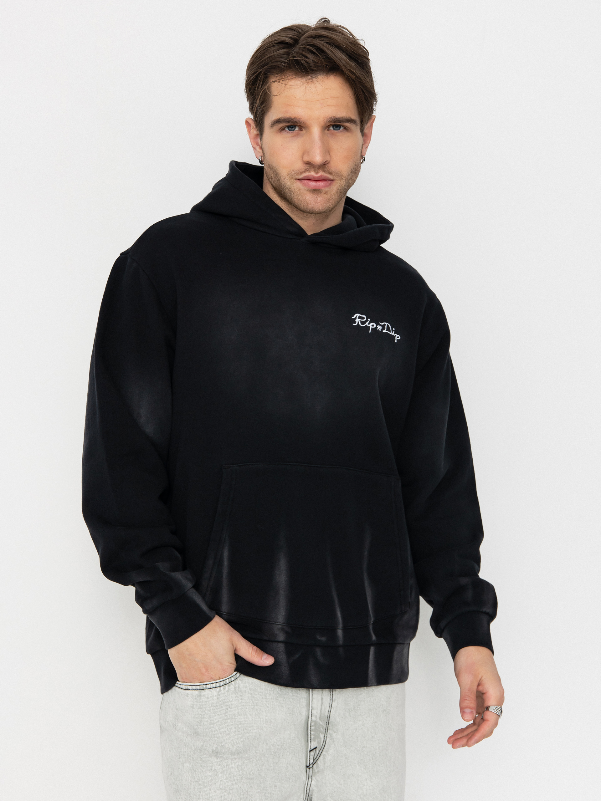 Mikina s kapucí RipNDip Ripnlit HD (black vintage wash)