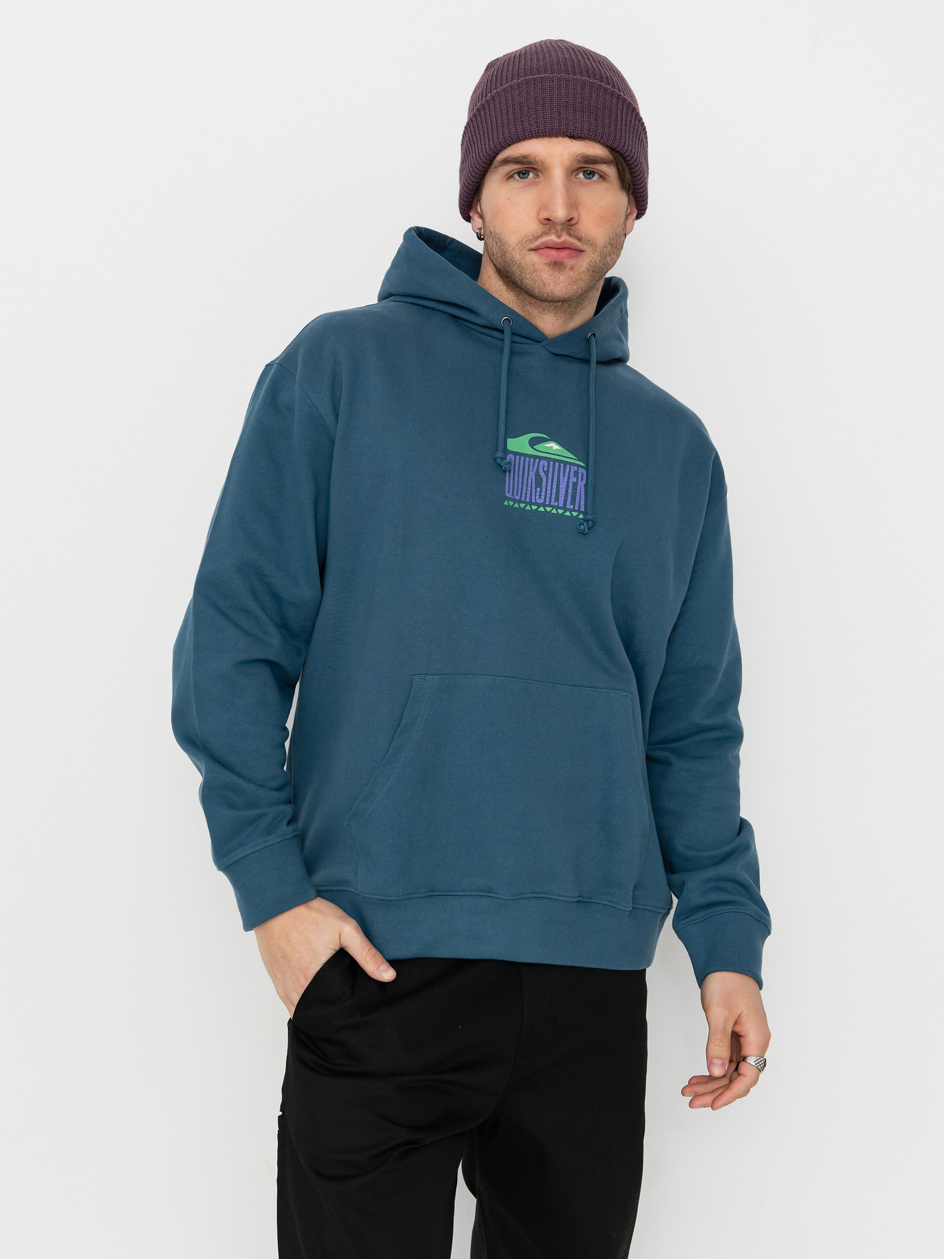 Mikina s kapucí Quiksilver Apog Heritage HD (real teal)