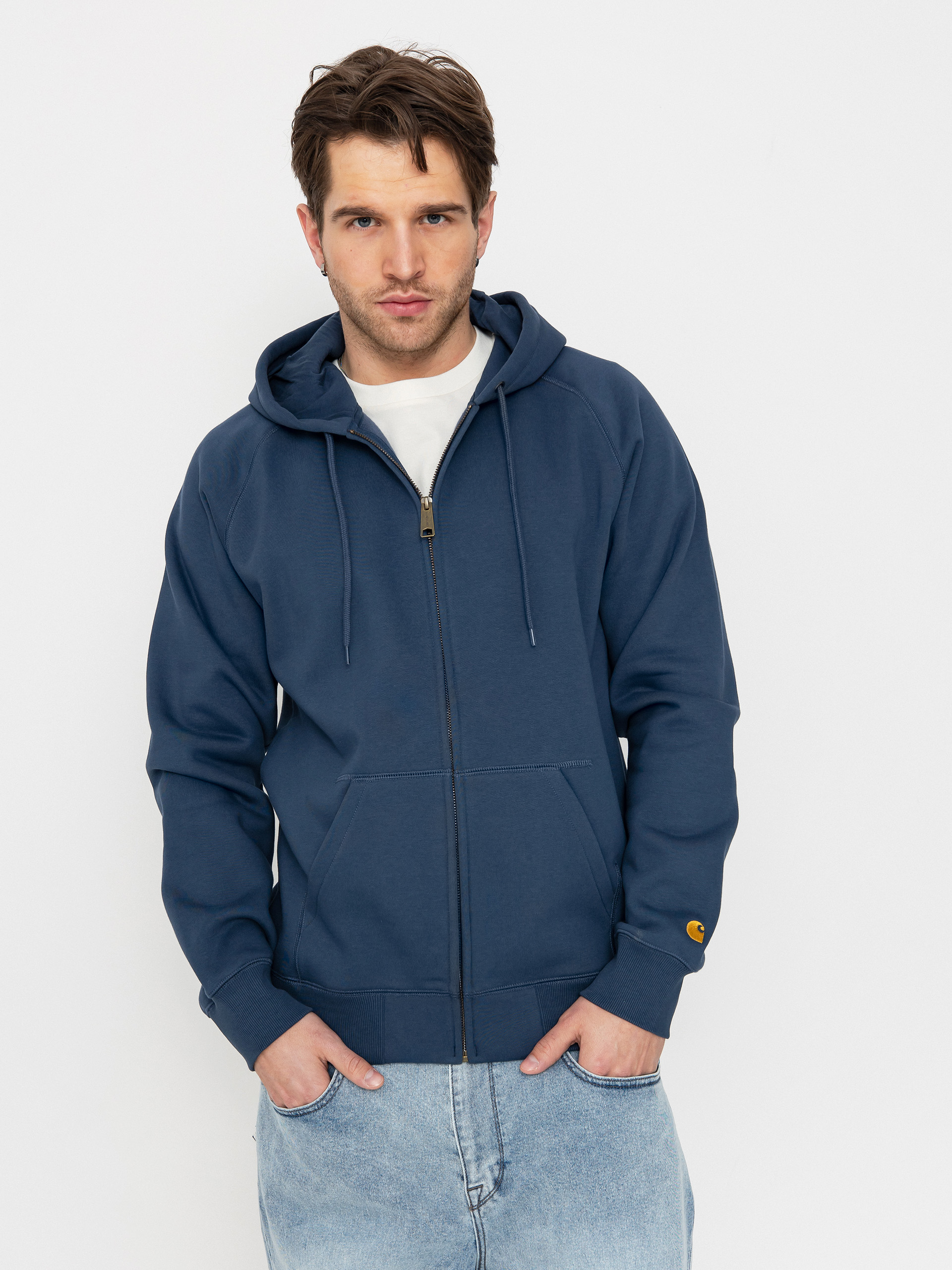 Mikina s kapucu00ed Carhartt WIP Chase ZHD (dusky blue/gold)