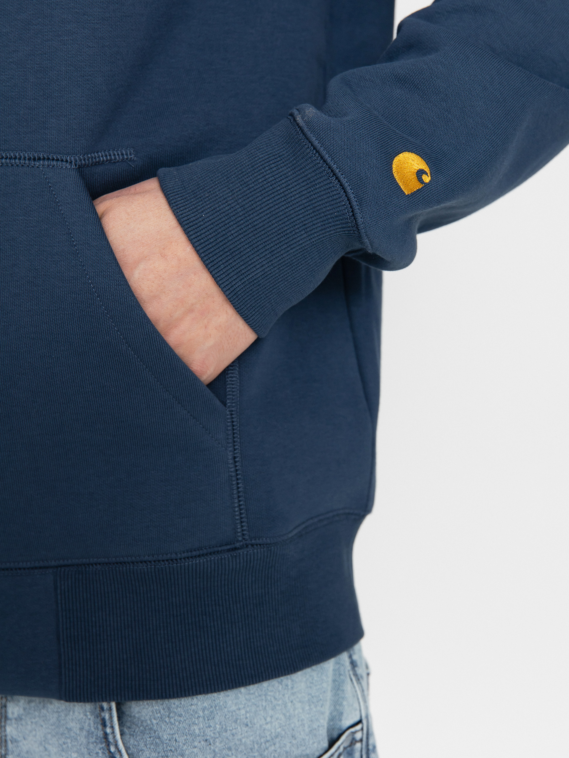 Mikina s kapucí Carhartt WIP Chase ZHD (dusky blue/gold)