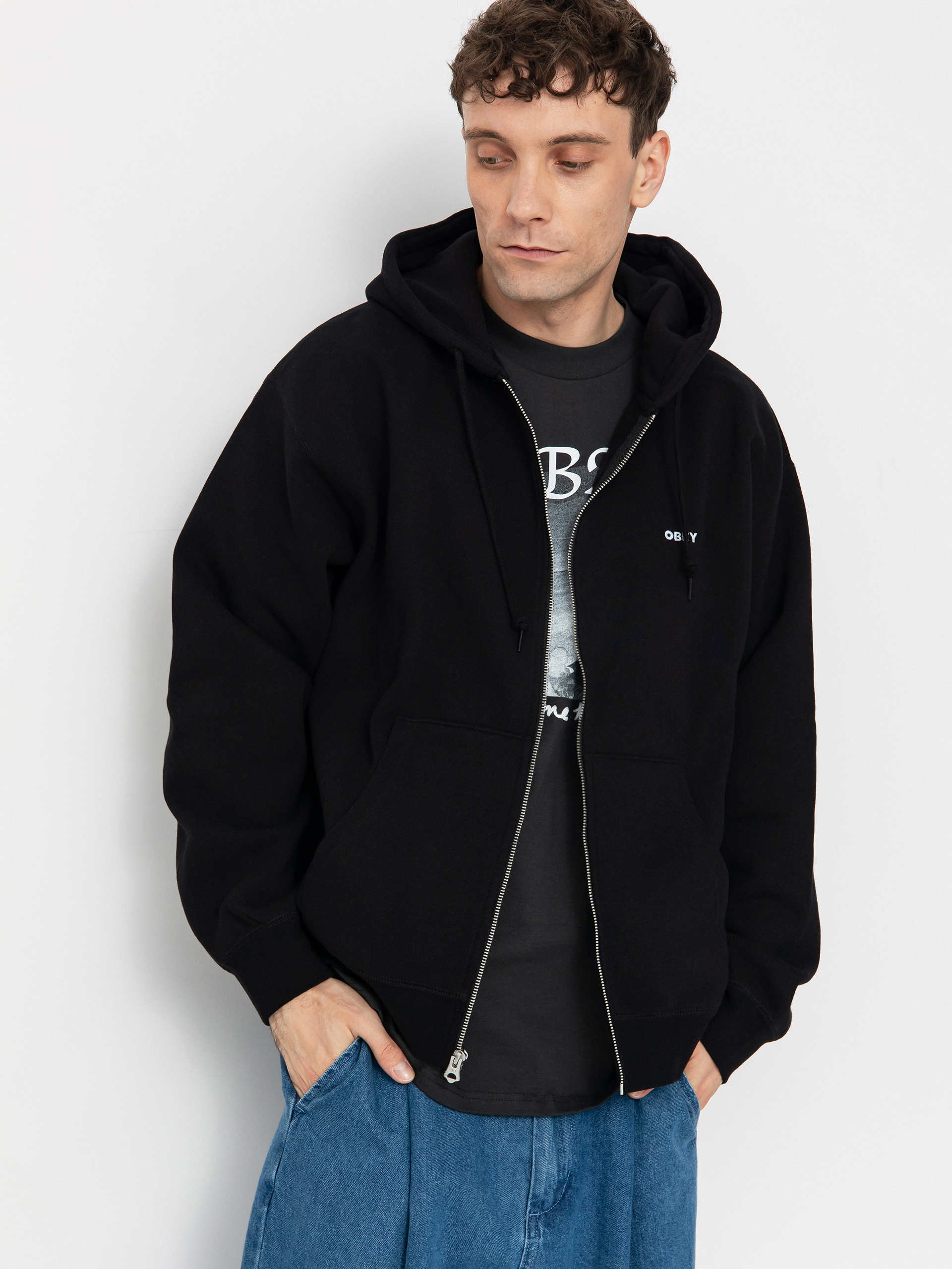 Mikina s kapucí OBEY Established Works Bold ZHD (black)