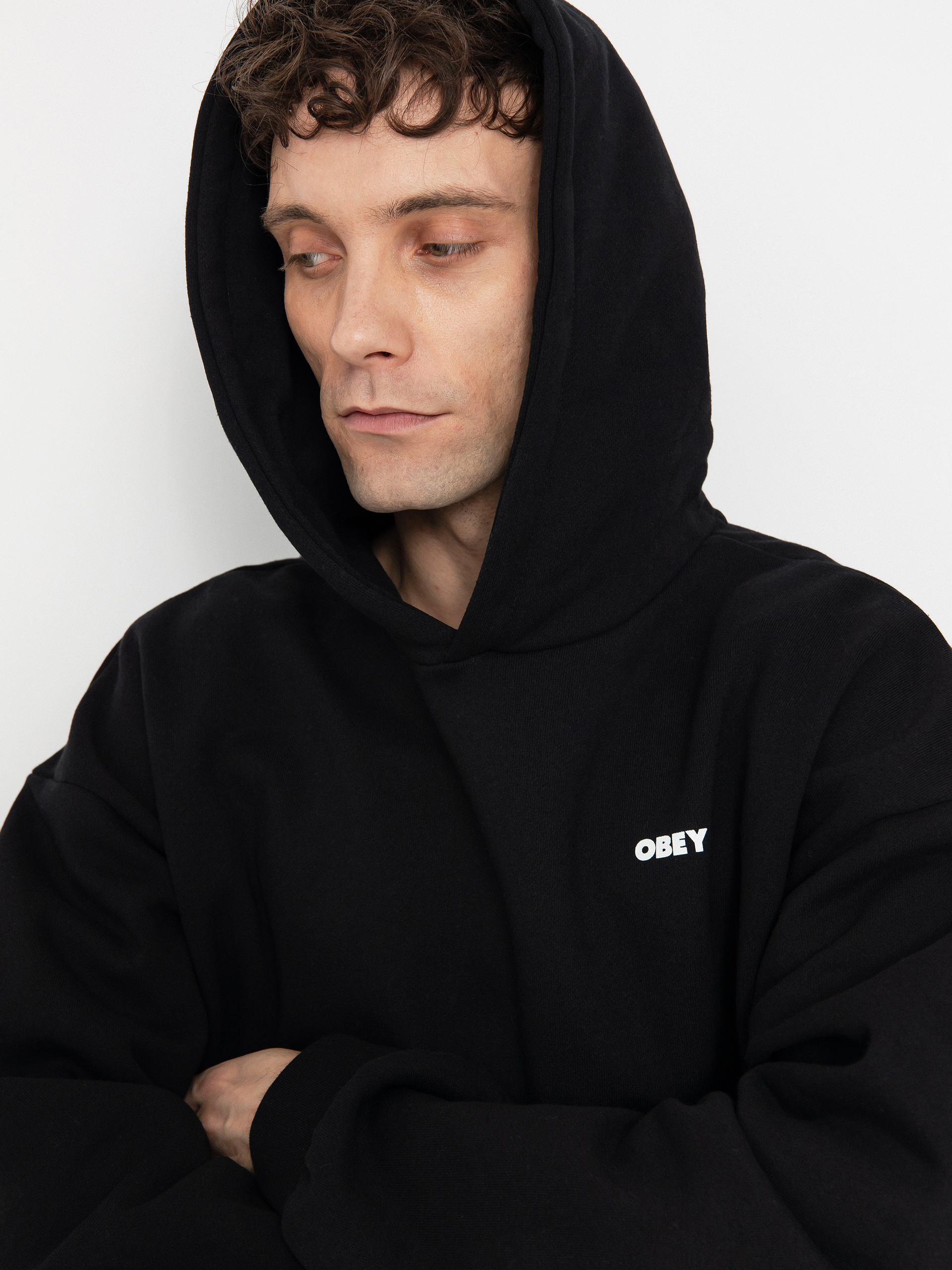 Mikina s kapucí OBEY Bold Icon Extra Heavy HD (black)