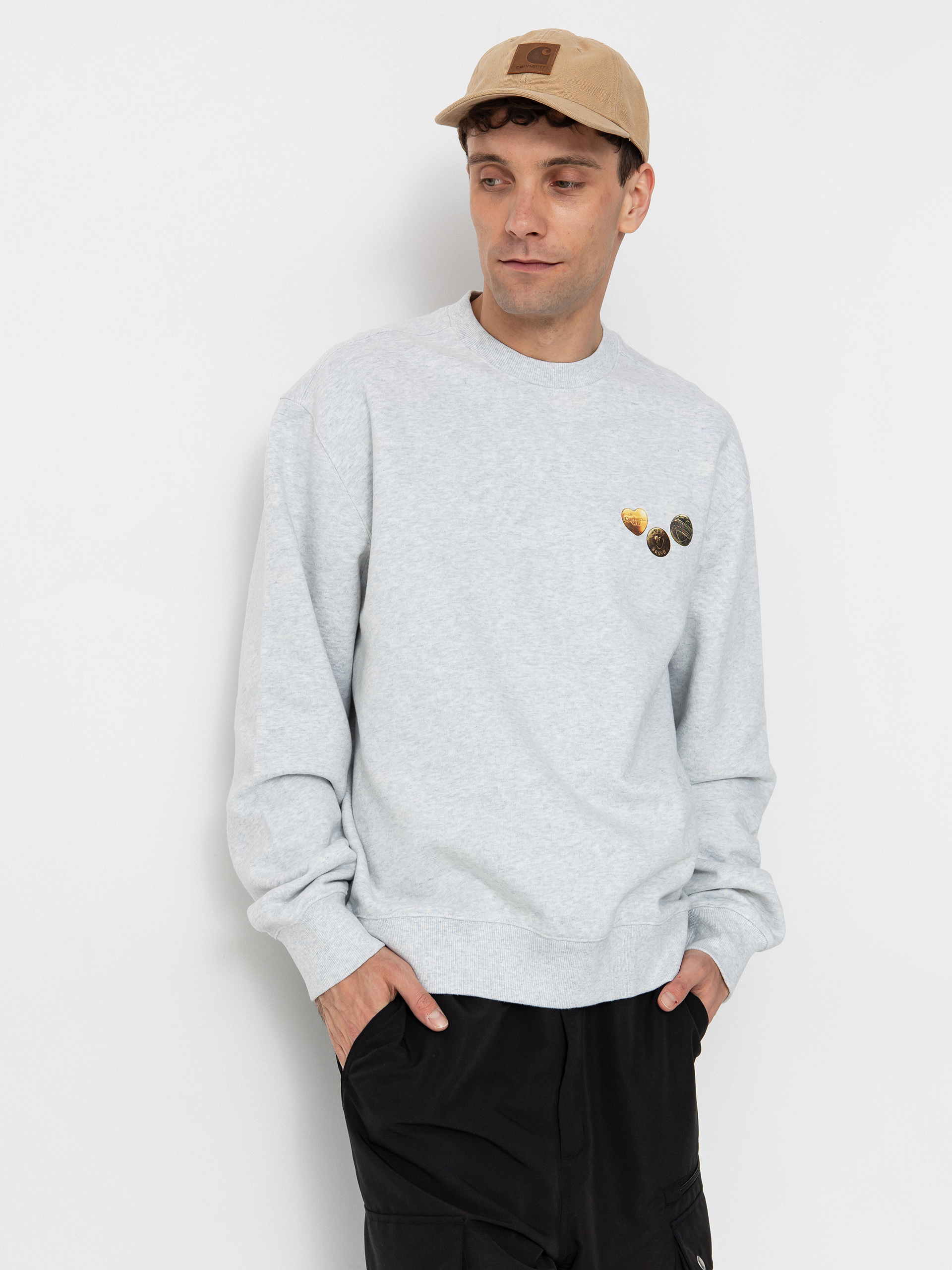 Mikina Carhartt WIP Button (ash heather)