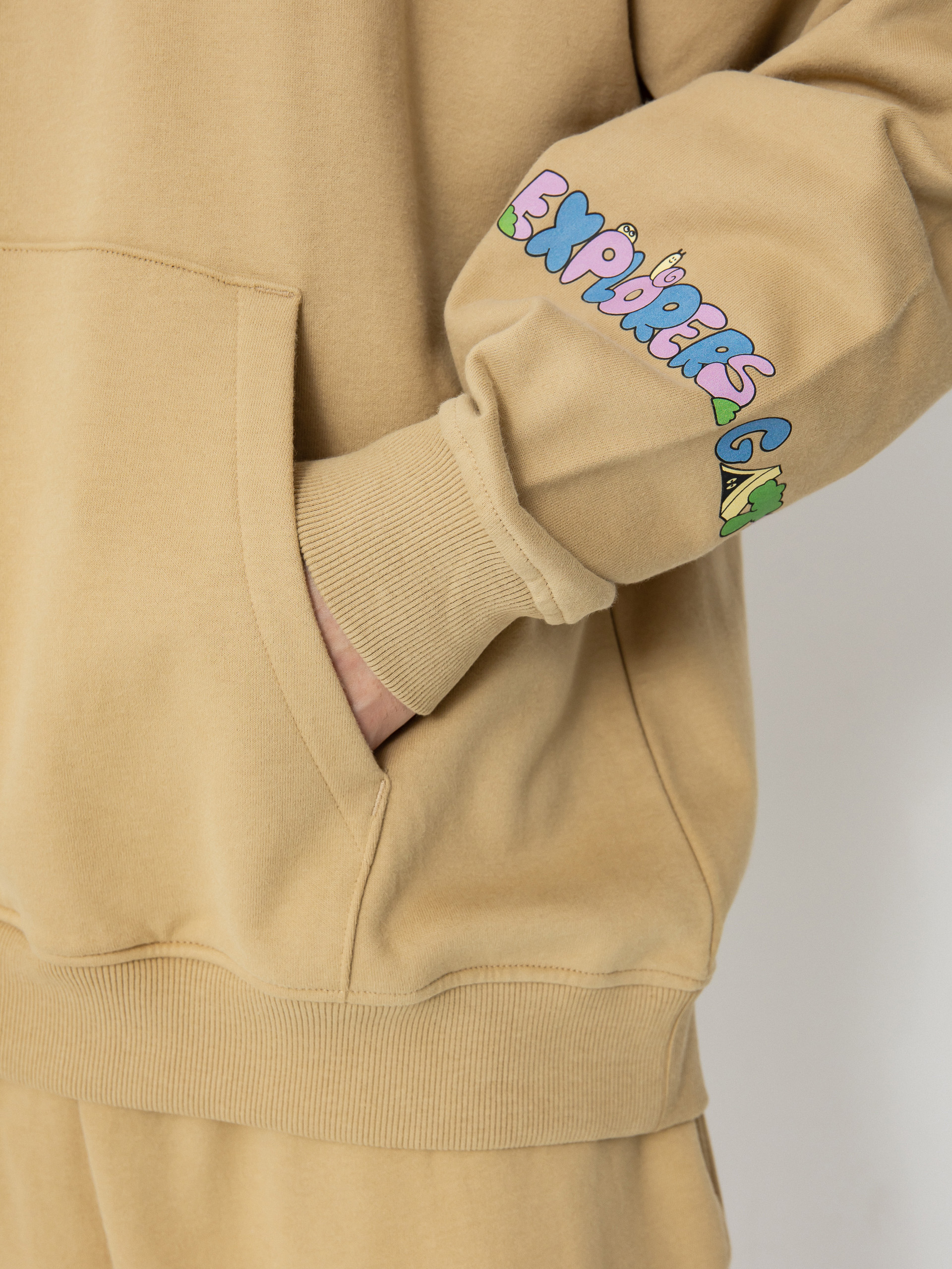 Mikina s kapucí The North Face Mountain Cleanup Oversized HD (khaki stone)