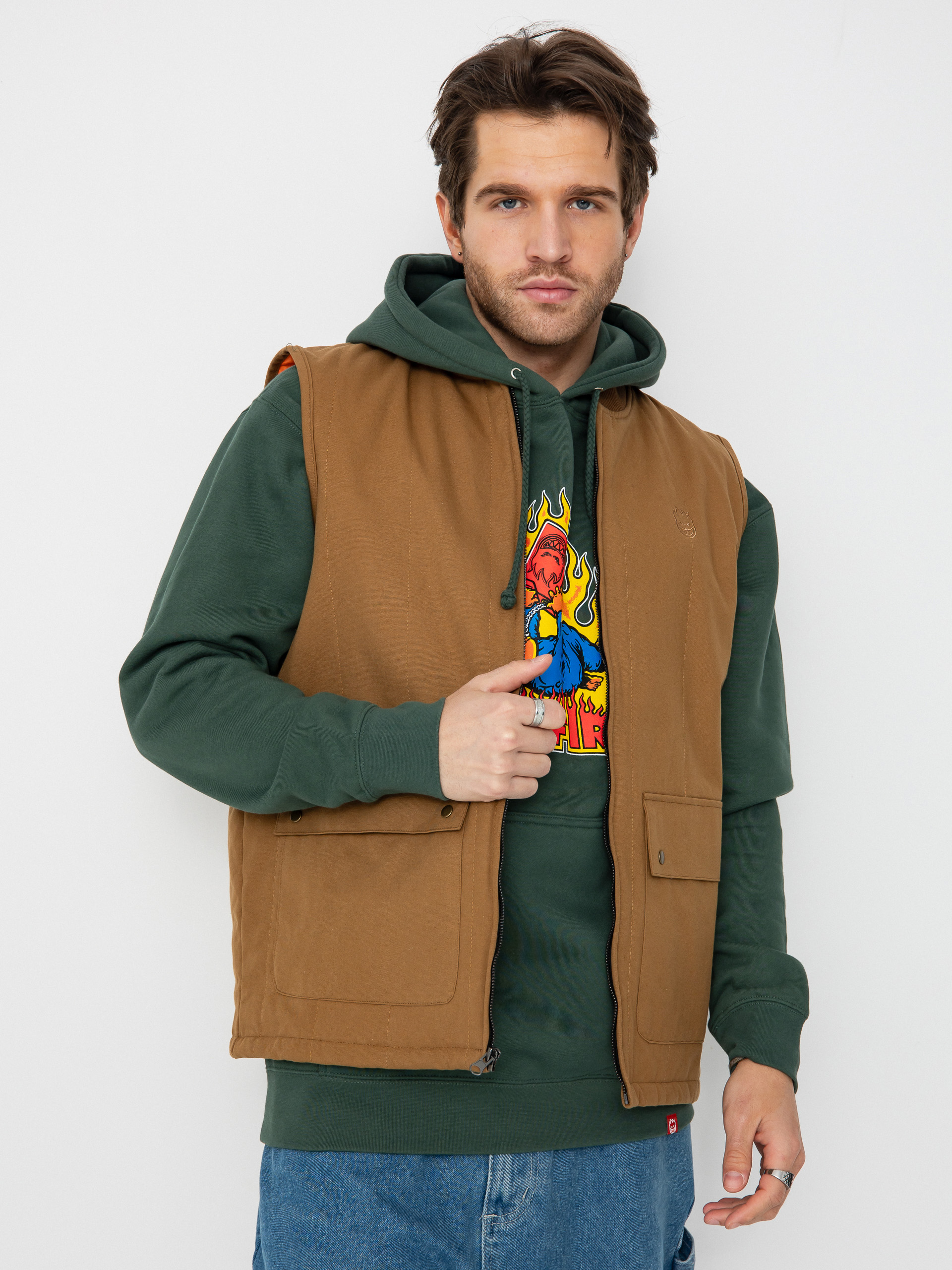 Mikina s kapucí Spitfire Demonseed HD (alpine green/multi color print)