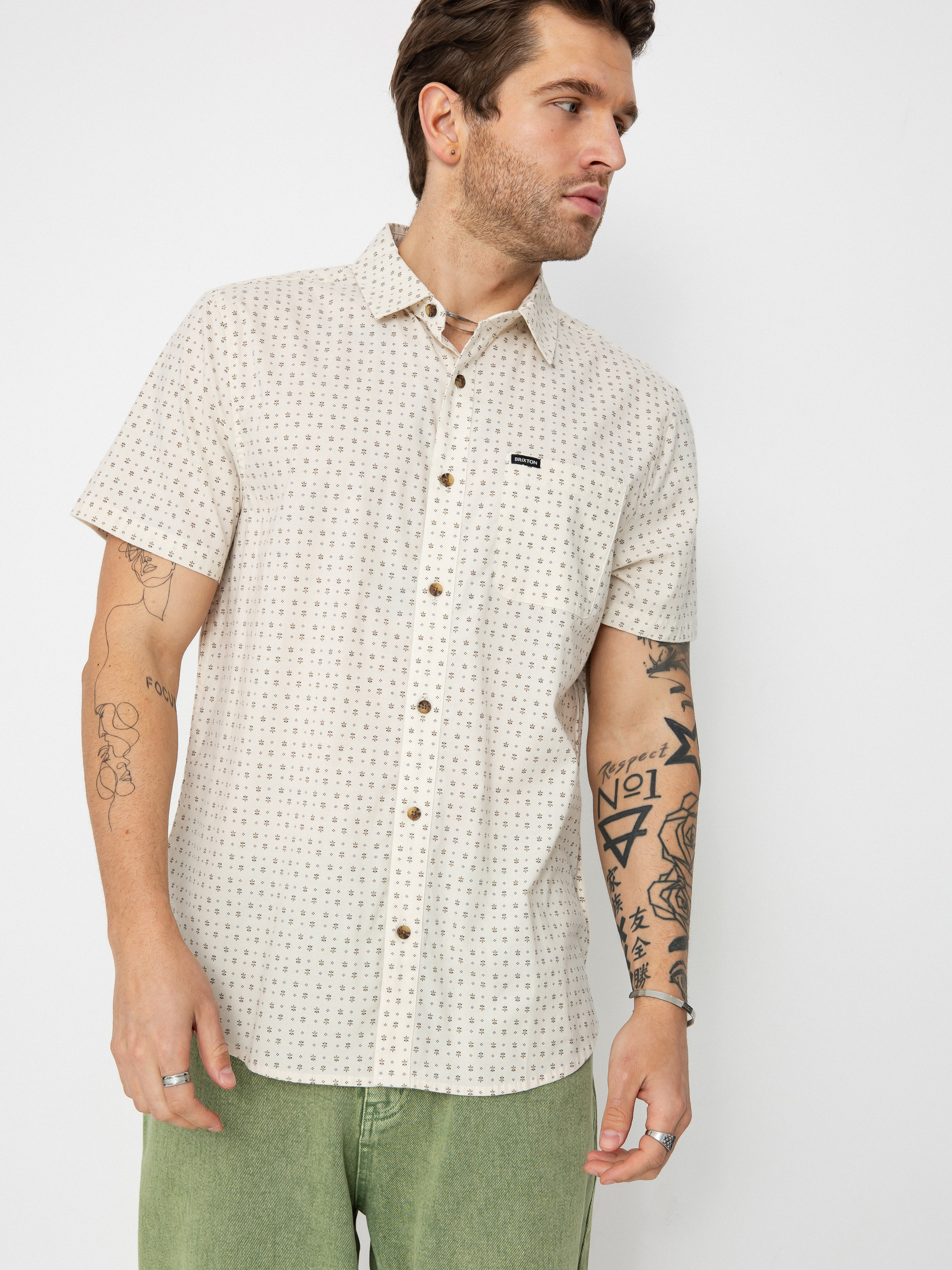 Košile Brixton Charter Print (off white/micro floral)