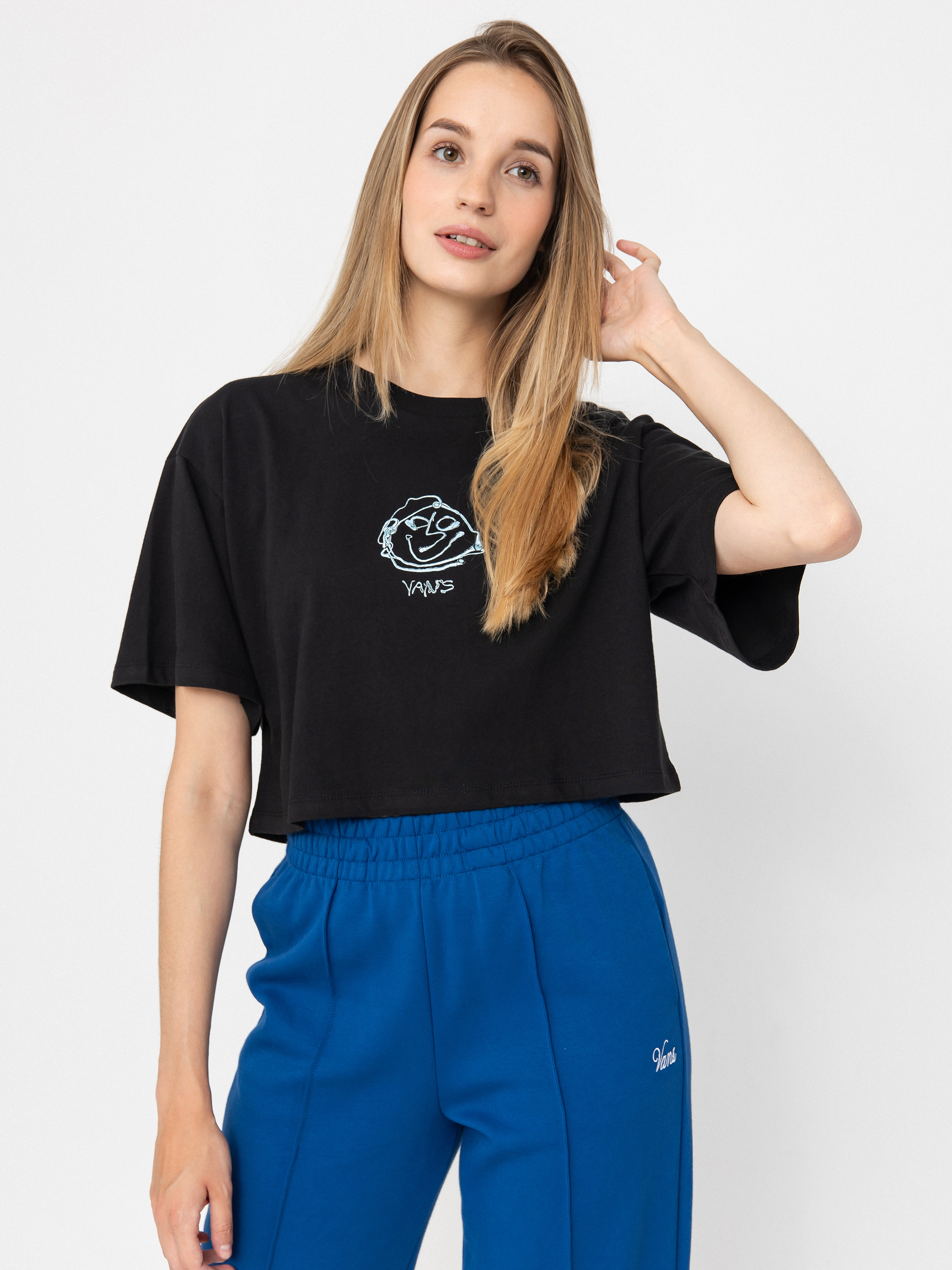 Tričko Vans Grinning Face Relax Crop Wmn (black)