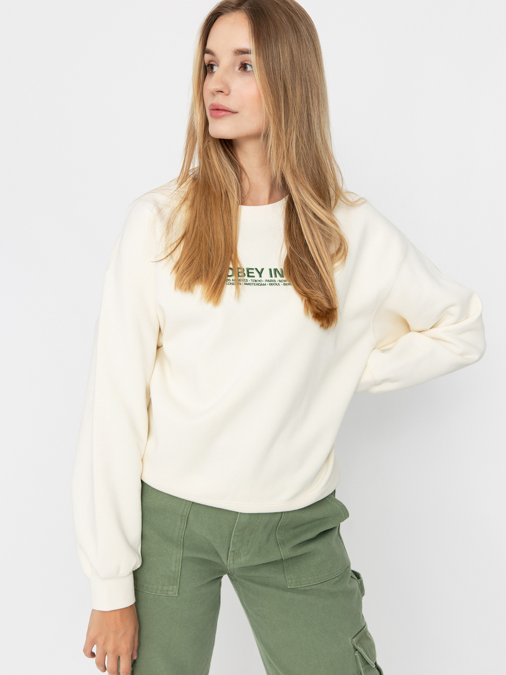 Mikina OBEY Int Crew (unbleached)